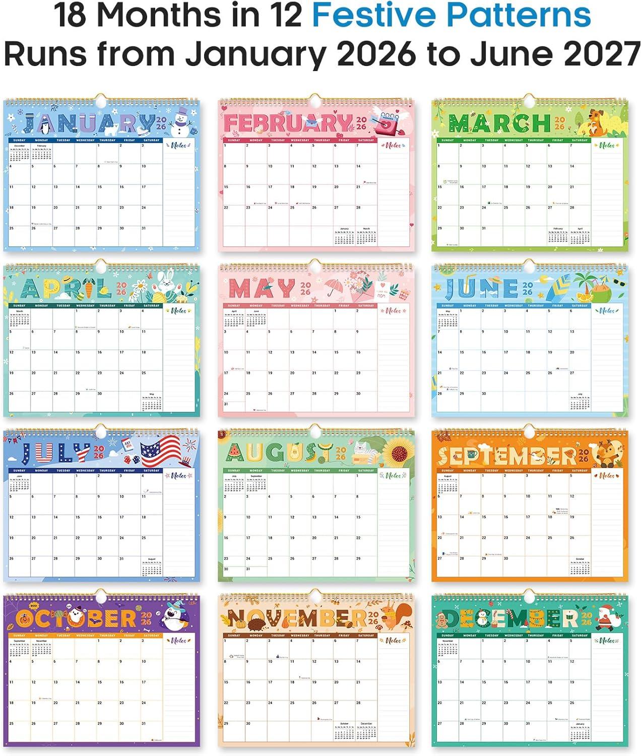 image:imageCalendar 20262027 21Month Wall Calendar Runs Until Jun 2027115 x 147Large Monthly Calendar with TwinWire Binding Perfect for Home or Office Midnight GardenAFestival