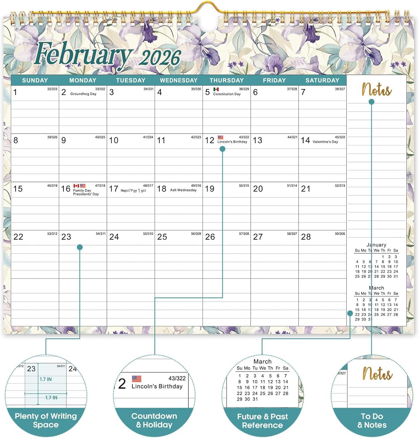 image:imageCalendar 20262027 21Month Wall Calendar Runs Until Jun 2027115 x 147Large Monthly Calendar with TwinWire Binding Perfect for Home or Office Midnight GardenIPastel Bloom