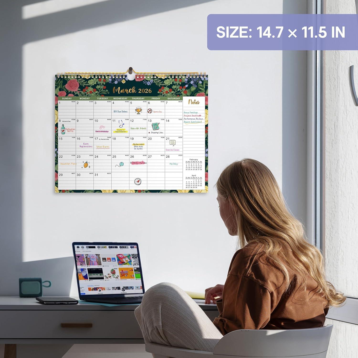 image:imageCalendar 20262027 21Month Wall Calendar Runs Until Jun 2027115 x 147Large Monthly Calendar with TwinWire Binding Perfect for Home or Office Midnight GardenBMidnight Garden