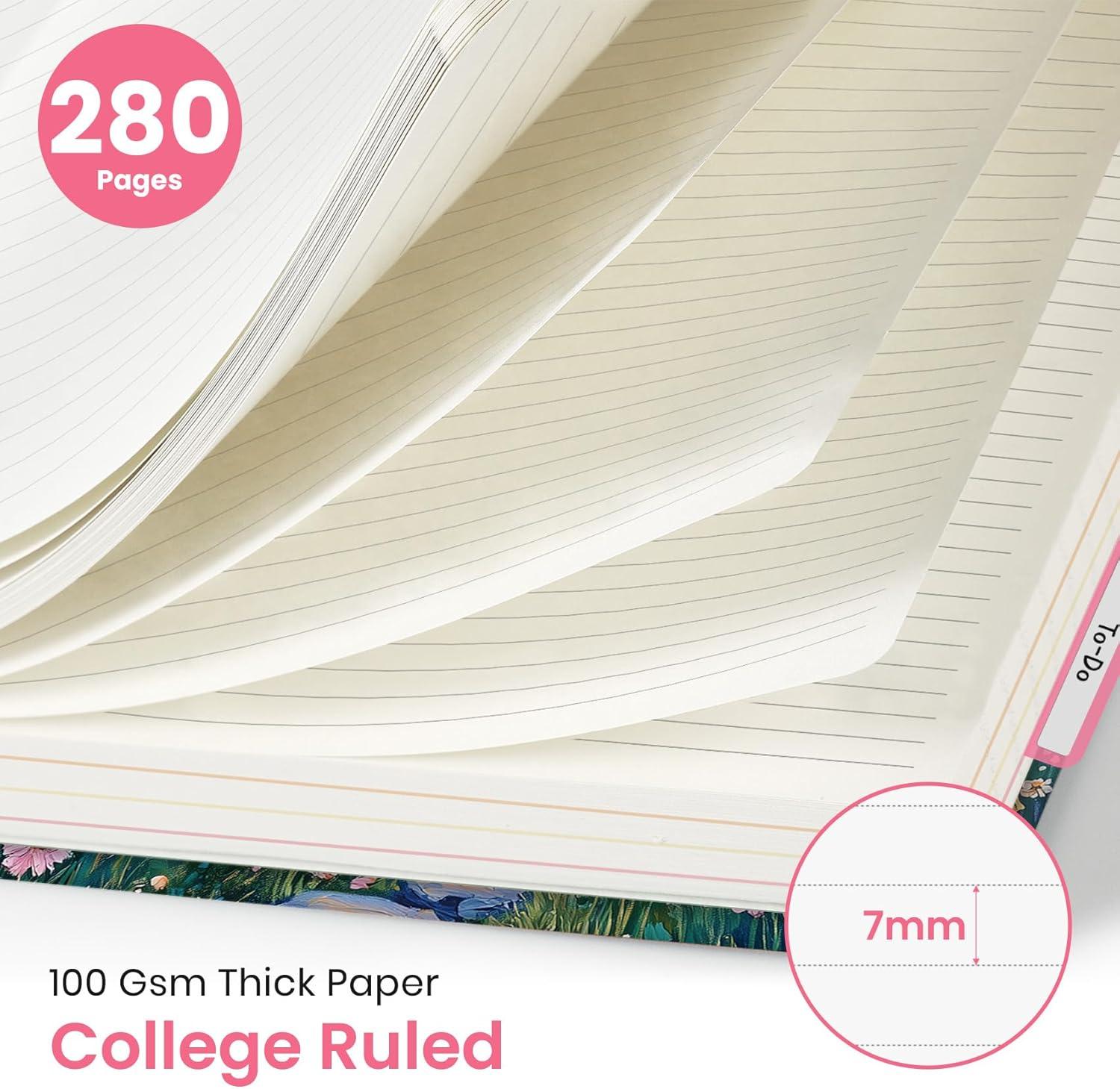 image:imageLarge Lined Spiral Journal for Women Cute Hardcover 5 Subject Notebook for Work 85 x 11 with Removable Dividers amp Tabs College Ruled 280 Pages Aesthetic Journal for Work School amp Note Taking Garden of WhimsyG Dreamscape Hills