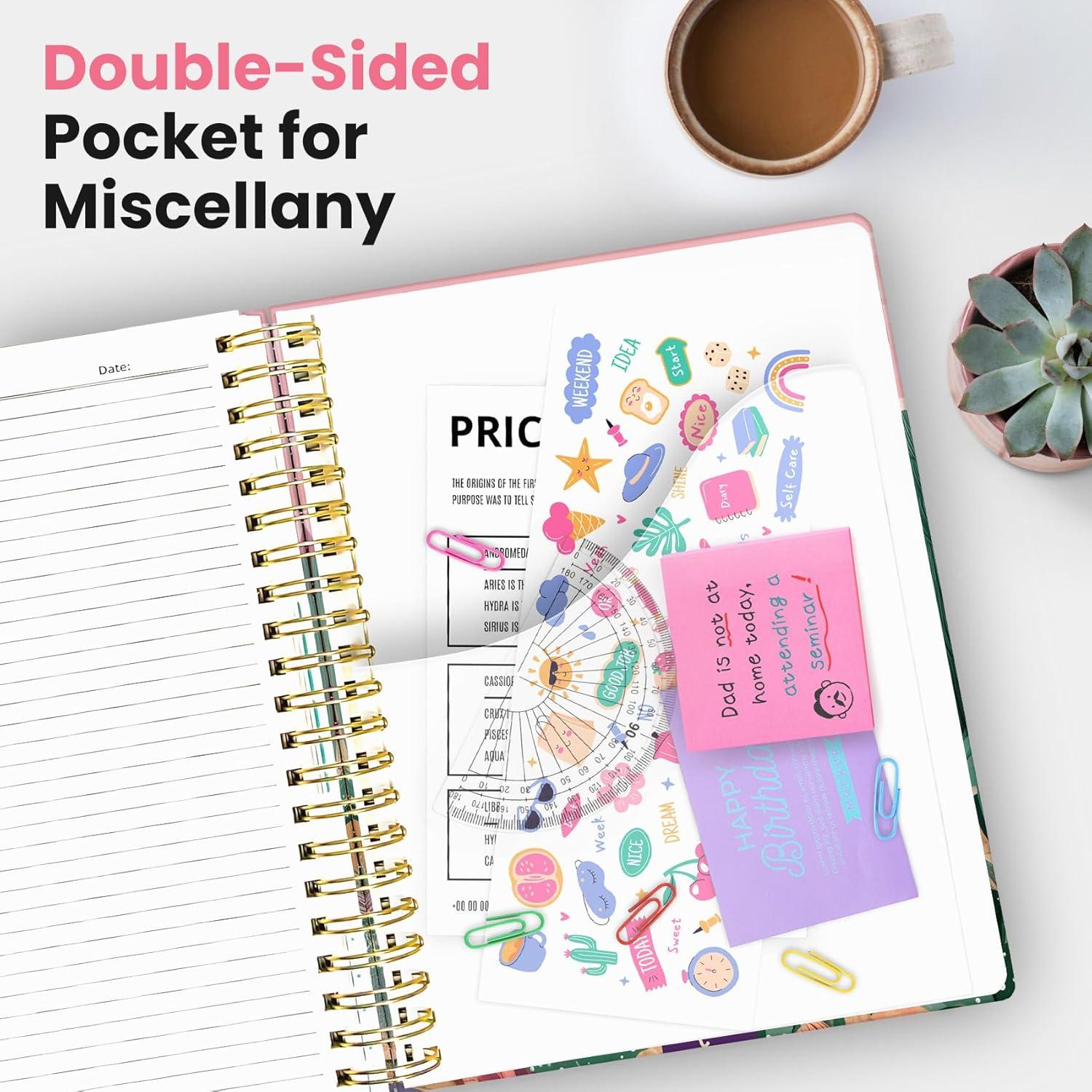 image:imageLarge Lined Spiral Journal for Women Cute Hardcover 5 Subject Notebook for Work 85 x 11 with Removable Dividers amp Tabs College Ruled 280 Pages Aesthetic Journal for Work School amp Note Taking Garden of WhimsyM Sunset Arroyo