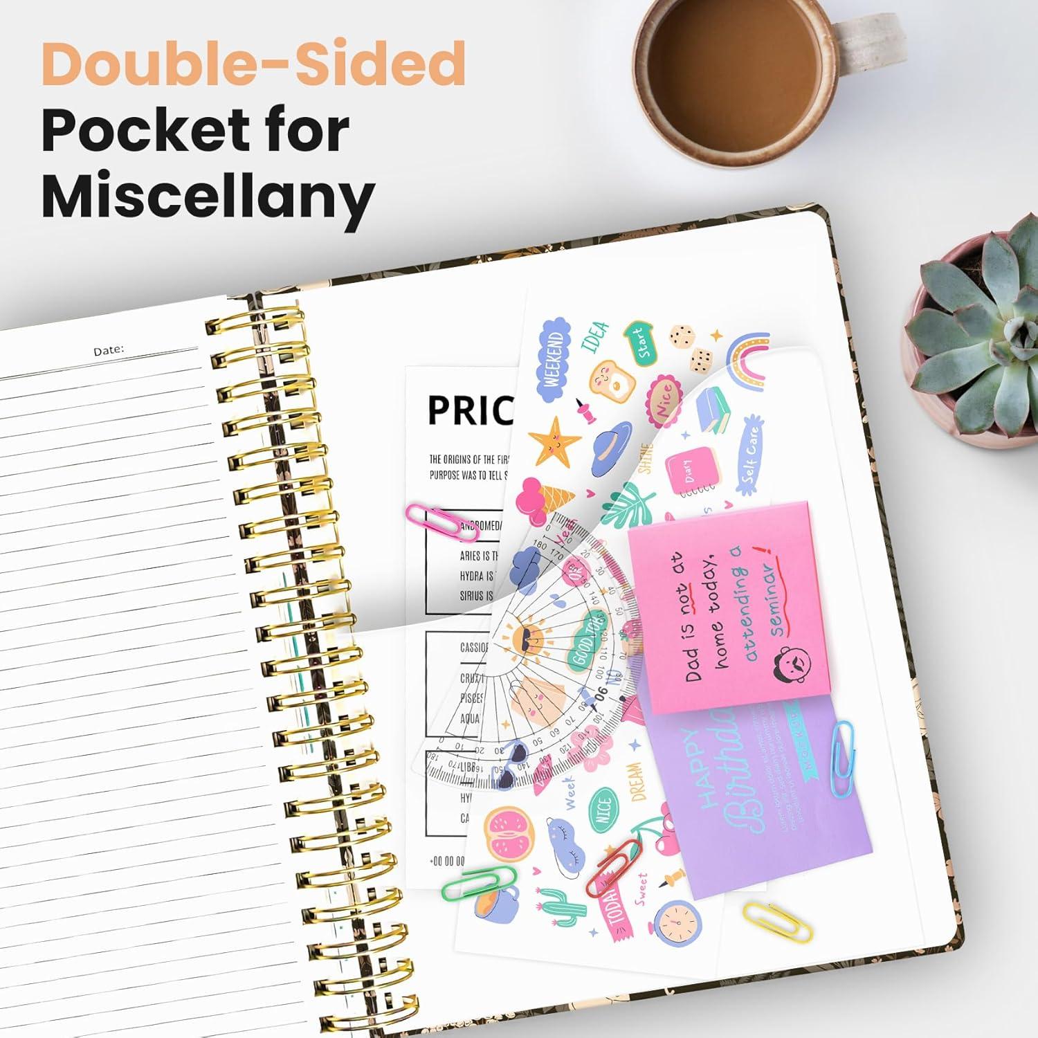 image:imageLarge Lined Spiral Journal for Women Cute Hardcover 5 Subject Notebook for Work 85 x 11 with Removable Dividers amp Tabs College Ruled 280 Pages Aesthetic Journal for Work School amp Note Taking Garden of WhimsyE Wild Rose
