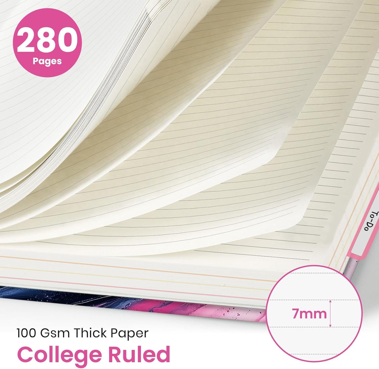 image:imageLarge Lined Spiral Journal for Women Cute Hardcover 5 Subject Notebook for Work 85 x 11 with Removable Dividers amp Tabs College Ruled 280 Pages Aesthetic Journal for Work School amp Note Taking Garden of WhimsyK Pink Vortex