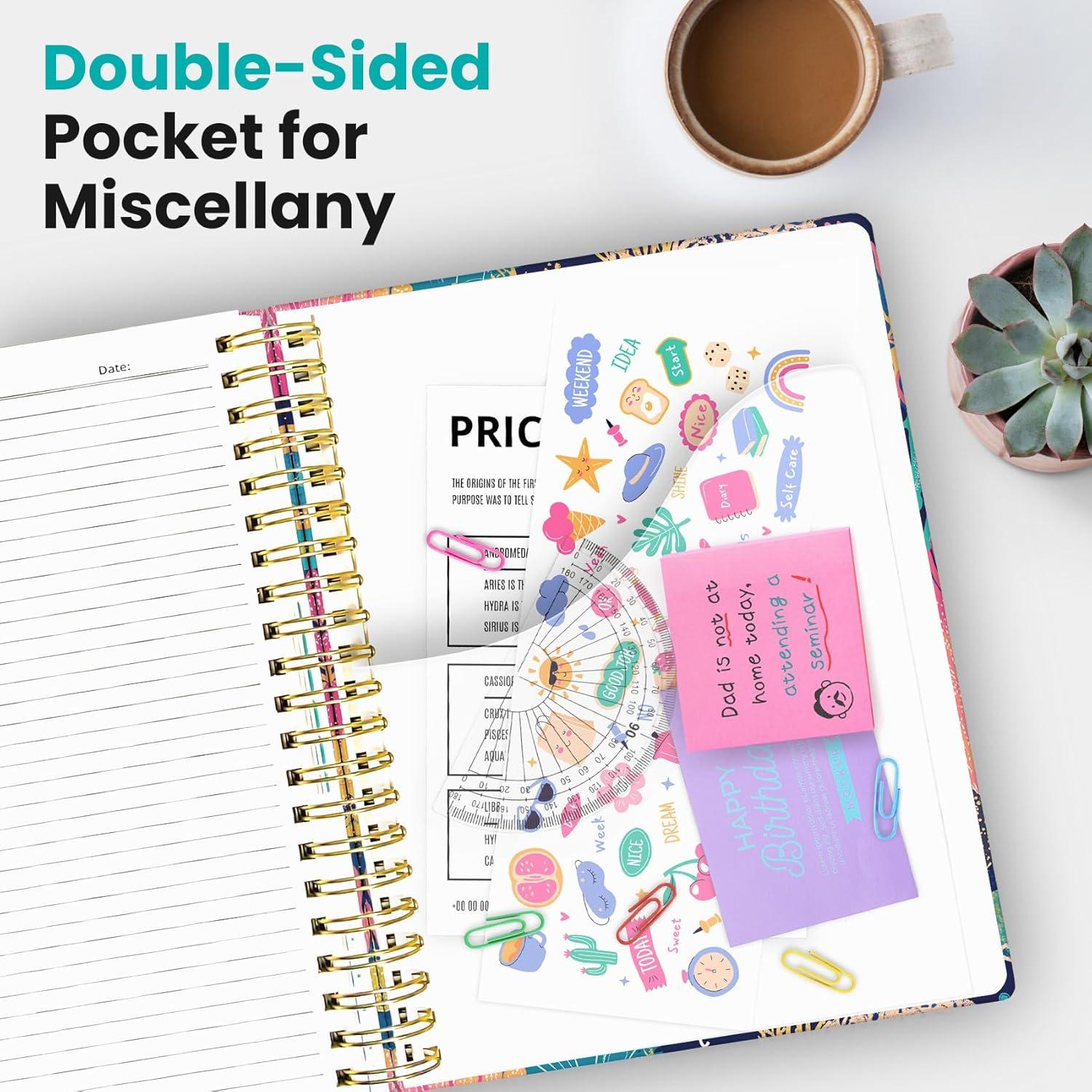 image:imageLarge Lined Spiral Journal for Women Cute Hardcover 5 Subject Notebook for Work 85 x 11 with Removable Dividers amp Tabs College Ruled 280 Pages Aesthetic Journal for Work School amp Note Taking Garden of WhimsyN Coral Reef
