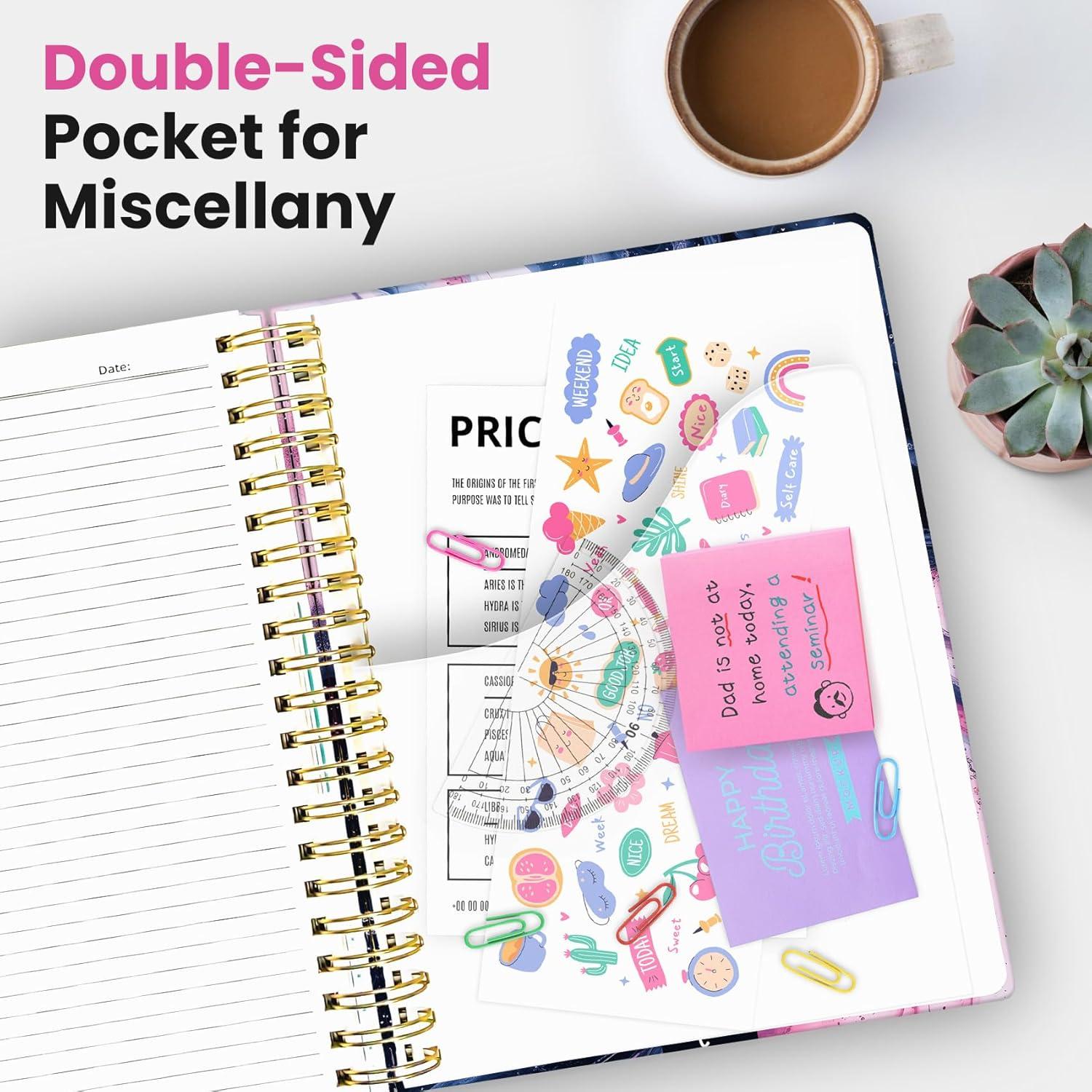 image:imageLarge Lined Spiral Journal for Women Cute Hardcover 5 Subject Notebook for Work 85 x 11 with Removable Dividers amp Tabs College Ruled 280 Pages Aesthetic Journal for Work School amp Note Taking Garden of WhimsyK Pink Vortex