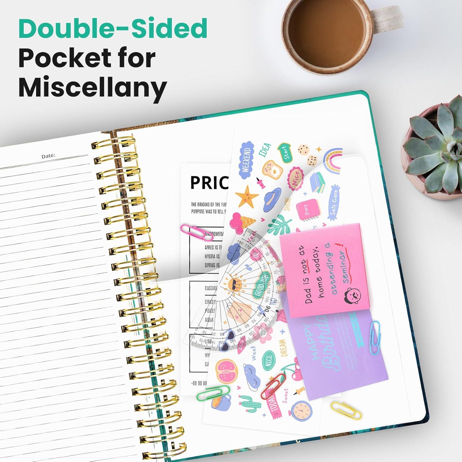 image:imageLarge Lined Spiral Journal for Women Cute Hardcover 5 Subject Notebook for Work 85 x 11 with Removable Dividers amp Tabs College Ruled 280 Pages Aesthetic Journal for Work School amp Note Taking Garden of WhimsyB Emerald Shores