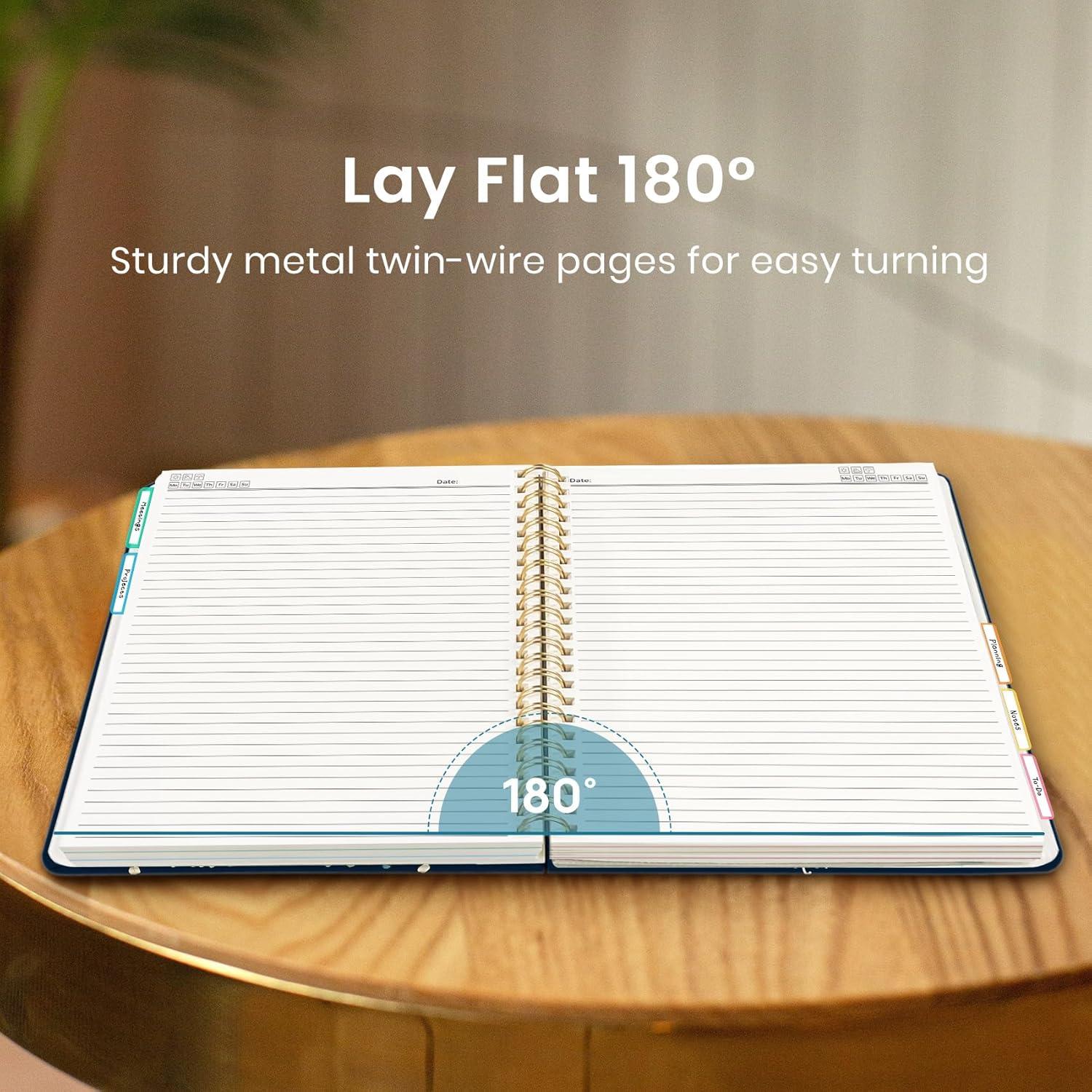 image:imageLarge Lined Spiral Journal for Women Cute Hardcover 5 Subject Notebook for Work 85 x 11 with Removable Dividers amp Tabs College Ruled 280 Pages Aesthetic Journal for Work School amp Note Taking Garden of WhimsyF Blue Patchwork