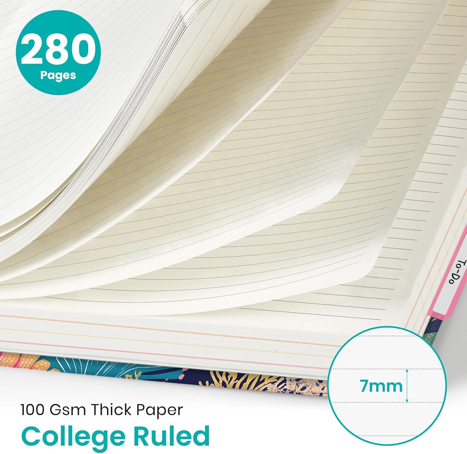 image:imageLarge Lined Spiral Journal for Women Cute Hardcover 5 Subject Notebook for Work 85 x 11 with Removable Dividers amp Tabs College Ruled 280 Pages Aesthetic Journal for Work School amp Note Taking Garden of WhimsyN Coral Reef