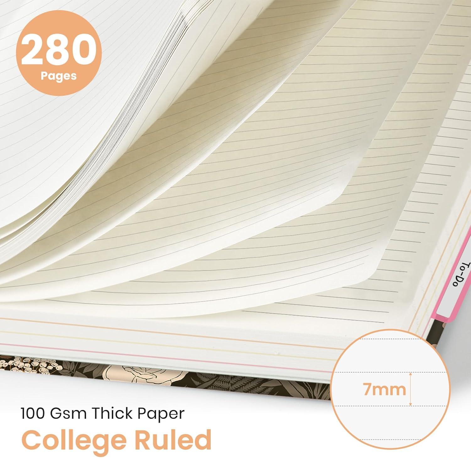 image:imageLarge Lined Spiral Journal for Women Cute Hardcover 5 Subject Notebook for Work 85 x 11 with Removable Dividers amp Tabs College Ruled 280 Pages Aesthetic Journal for Work School amp Note Taking Garden of WhimsyE Wild Rose