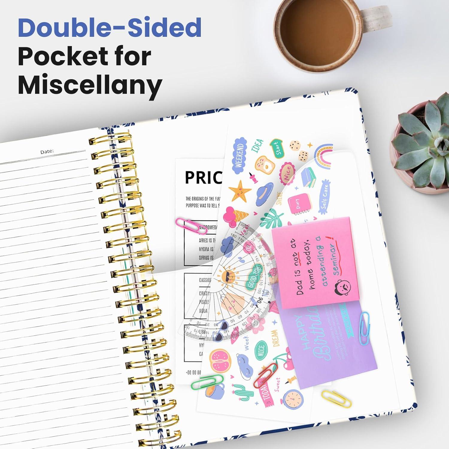 image:imageLarge Lined Spiral Journal for Women Cute Hardcover 5 Subject Notebook for Work 85 x 11 with Removable Dividers amp Tabs College Ruled 280 Pages Aesthetic Journal for Work School amp Note Taking Garden of WhimsyC Blue Filigree