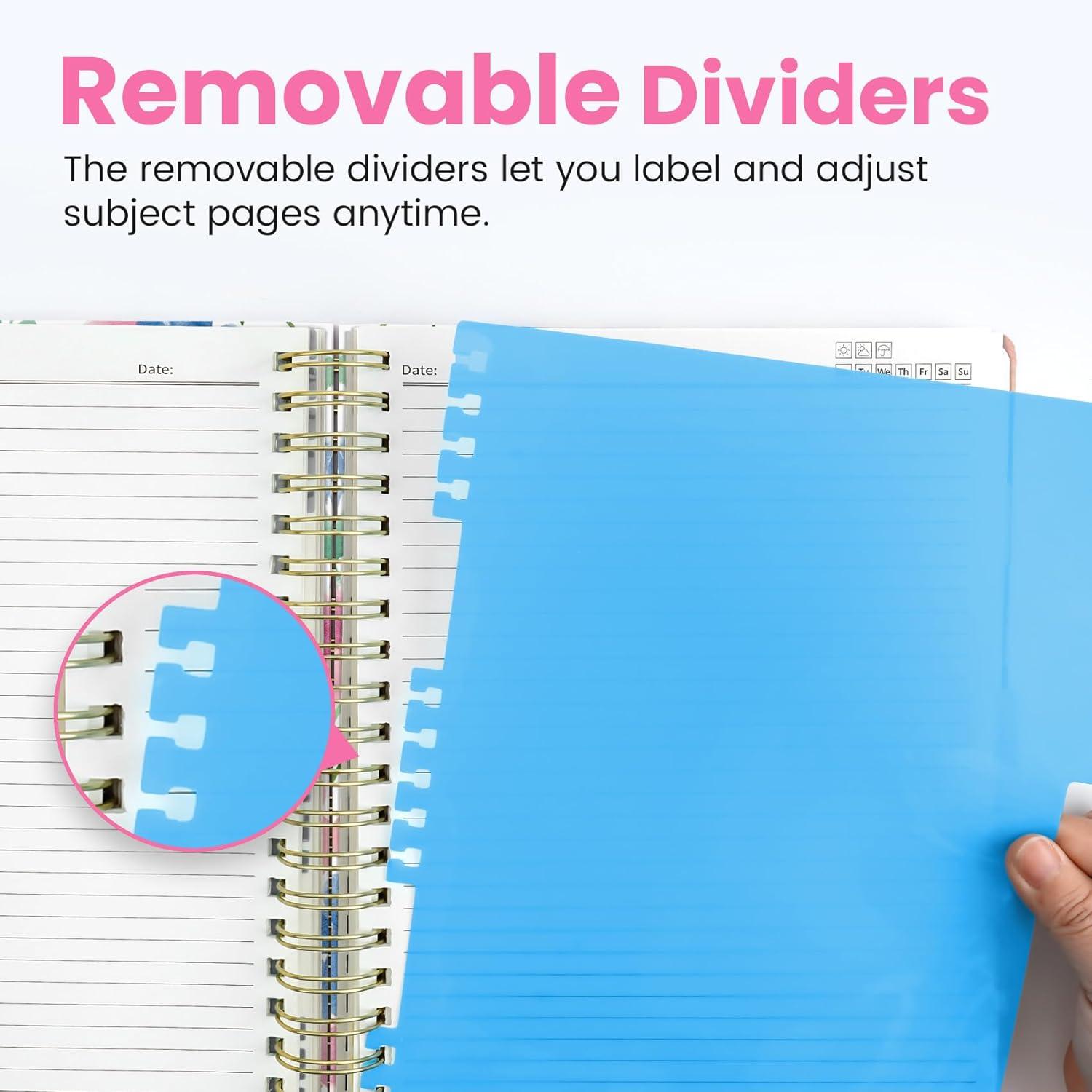 image:imageLarge Lined Spiral Journal for Women Cute Hardcover 5 Subject Notebook for Work 85 x 11 with Removable Dividers amp Tabs College Ruled 280 Pages Aesthetic Journal for Work School amp Note Taking Garden of WhimsyD Bloom Floral