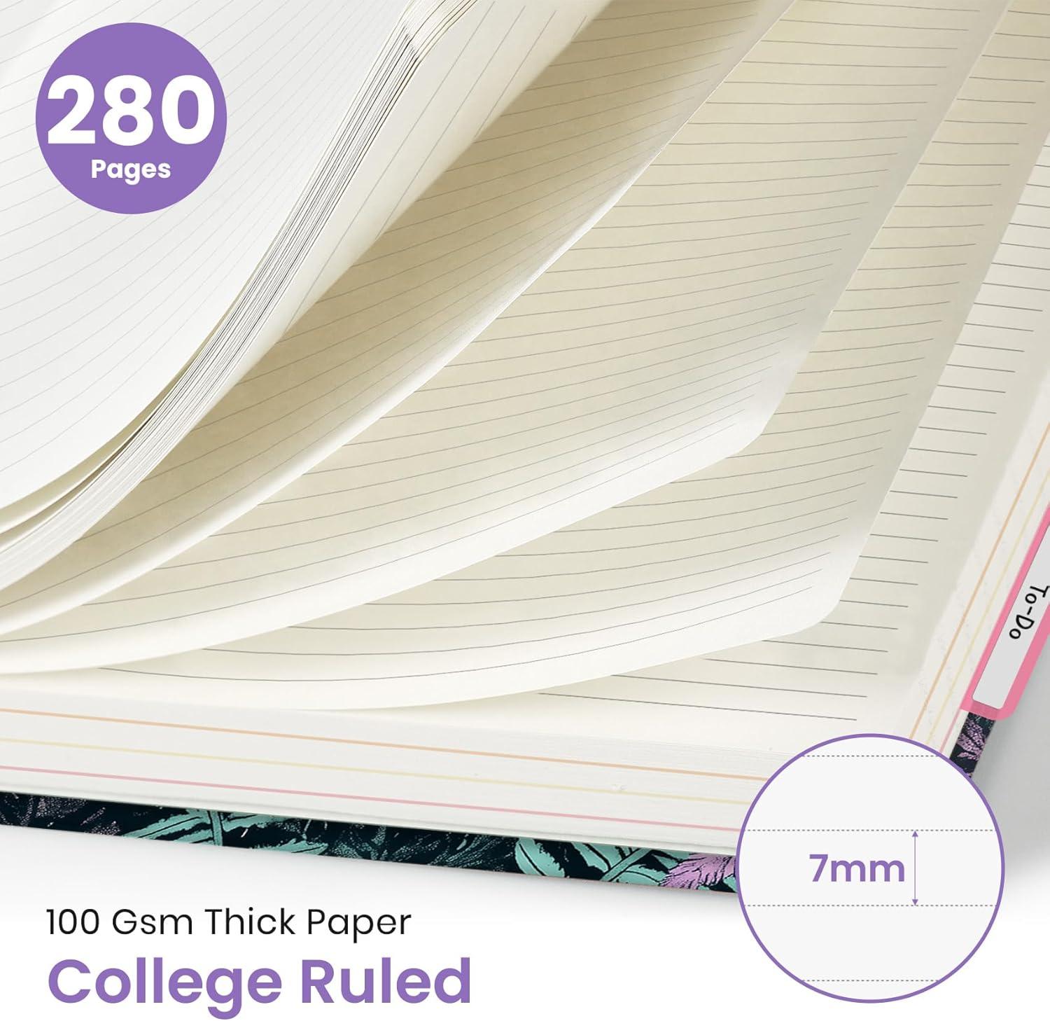 image:imageLarge Lined Spiral Journal for Women Cute Hardcover 5 Subject Notebook for Work 85 x 11 with Removable Dividers amp Tabs College Ruled 280 Pages Aesthetic Journal for Work School amp Note Taking Garden of WhimsyH Enchanted Fungi