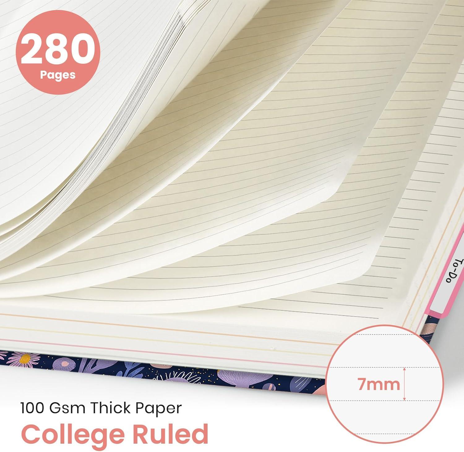 image:imageLarge Lined Spiral Journal for Women Cute Hardcover 5 Subject Notebook for Work 85 x 11 with Removable Dividers amp Tabs College Ruled 280 Pages Aesthetic Journal for Work School amp Note Taking Garden of WhimsyL Mushroom Garden