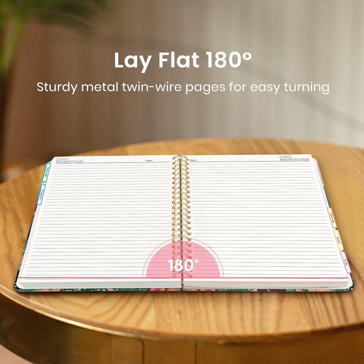 image:imageLarge Lined Spiral Journal for Women Cute Hardcover 5 Subject Notebook for Work 85 x 11 with Removable Dividers amp Tabs College Ruled 280 Pages Aesthetic Journal for Work School amp Note Taking Garden of WhimsyM Sunset Arroyo