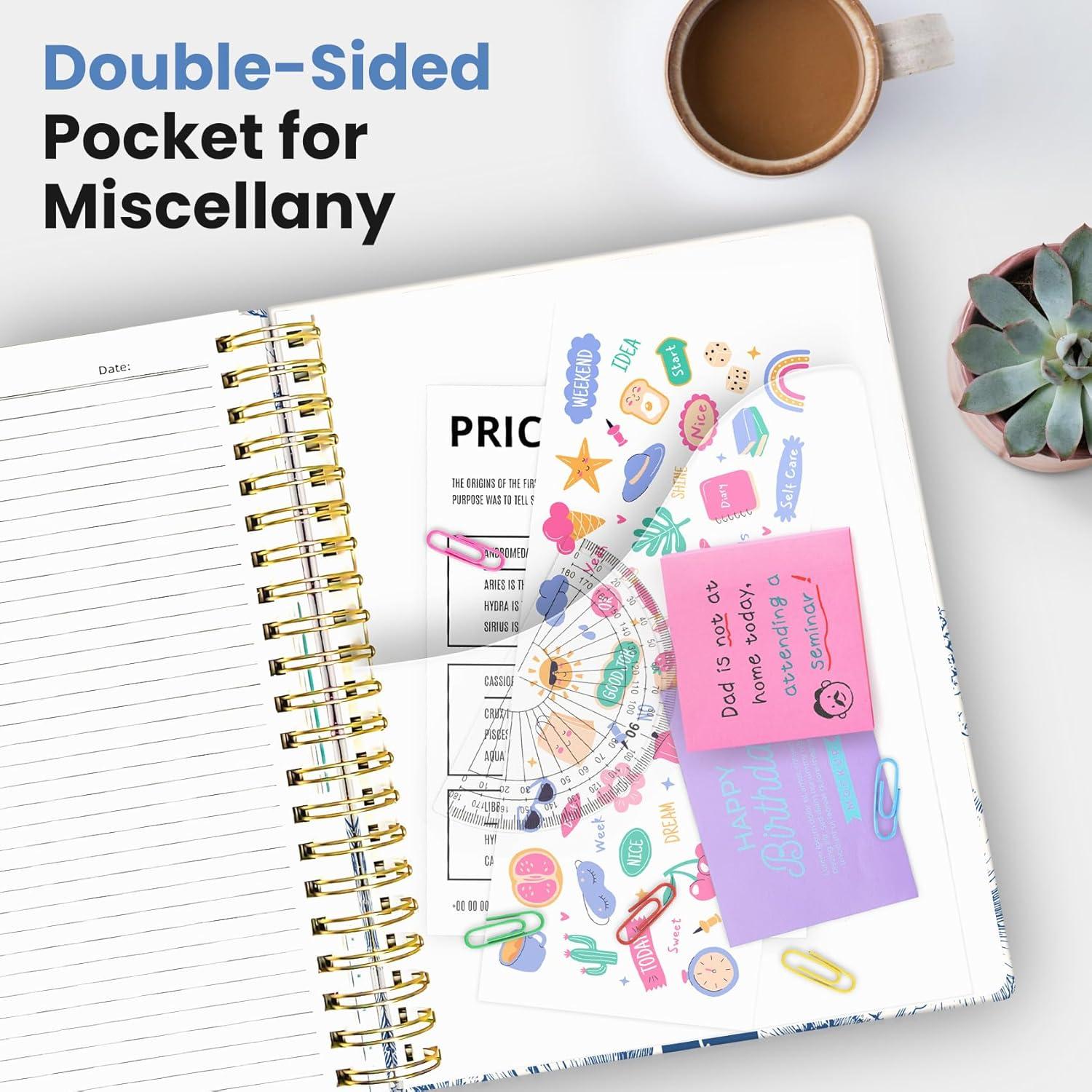 image:imageLarge Lined Spiral Journal for Women Cute Hardcover 5 Subject Notebook for Work 85 x 11 with Removable Dividers amp Tabs College Ruled 280 Pages Aesthetic Journal for Work School amp Note Taking Garden of WhimsyC Blue Elegance