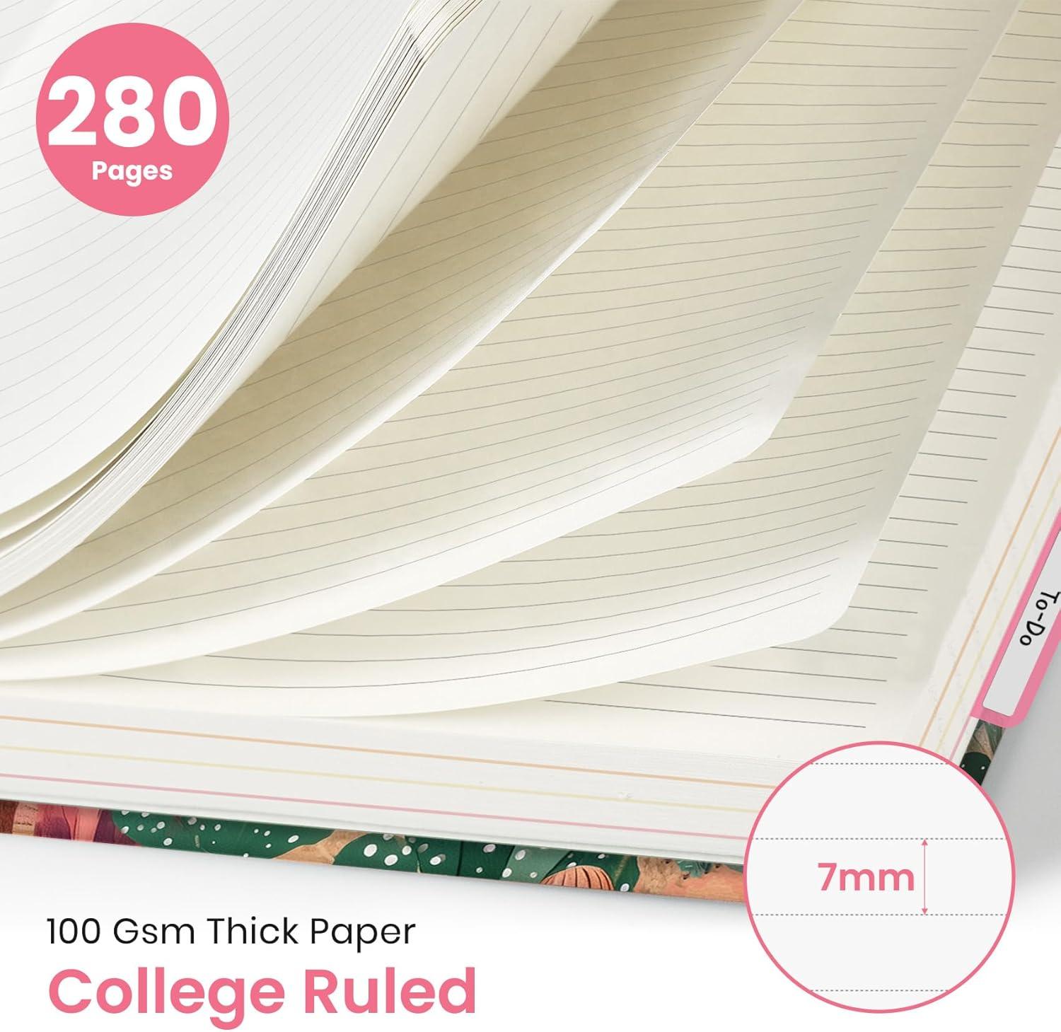 image:imageLarge Lined Spiral Journal for Women Cute Hardcover 5 Subject Notebook for Work 85 x 11 with Removable Dividers amp Tabs College Ruled 280 Pages Aesthetic Journal for Work School amp Note Taking Garden of WhimsyM Sunset Arroyo