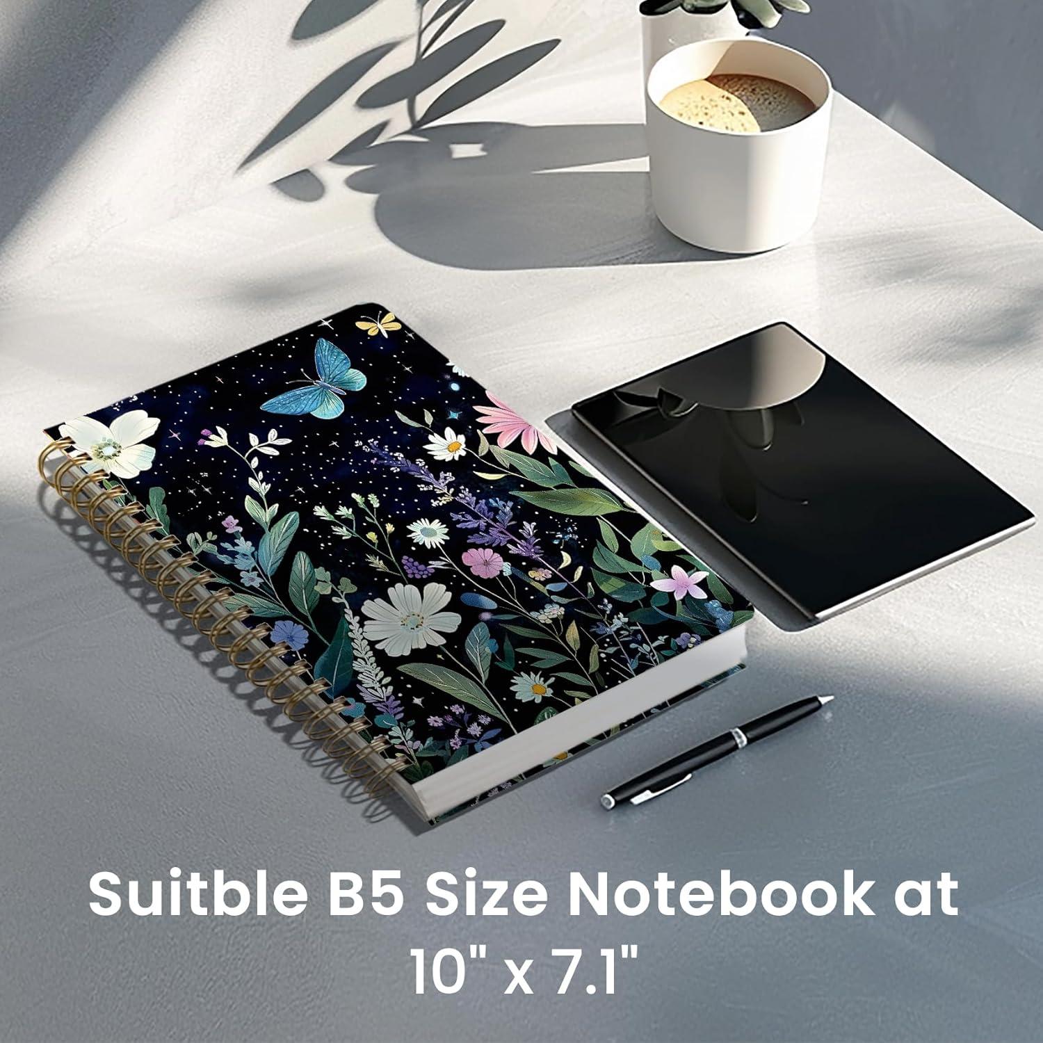 image:imageLined Spiral Notebook Journal for Work 300 Pages Thick B5 71x10 College Ruled Journal for Women amp Writing Hardcover Notebook for Note Taking Perfect for Office Home School Midnight BloomMCelestial Garden