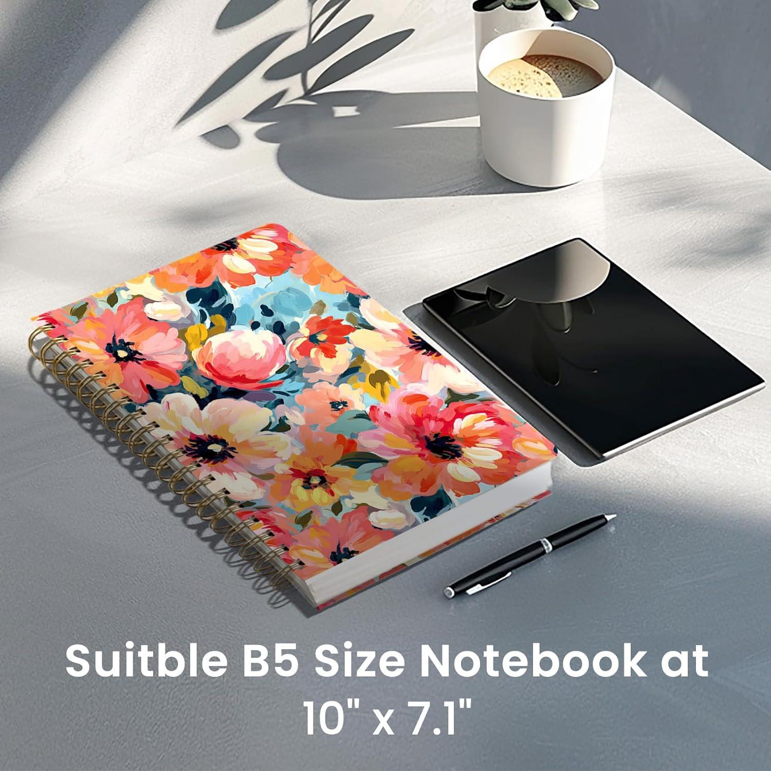image:imageLined Spiral Notebook Journal for Work 300 Pages Thick B5 71x10 College Ruled Journal for Women amp Writing Hardcover Notebook for Note Taking Perfect for Office Home School Midnight BloomFPastel Garden