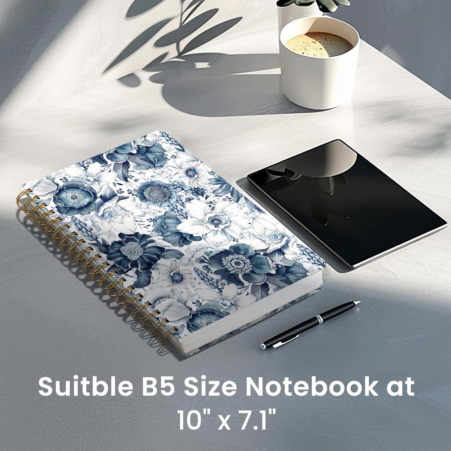 image:imageLined Spiral Notebook Journal for Work 300 Pages Thick B5 71x10 College Ruled Journal for Women amp Writing Hardcover Notebook for Note Taking Perfect for Office Home School Midnight BloomPBlue Floral