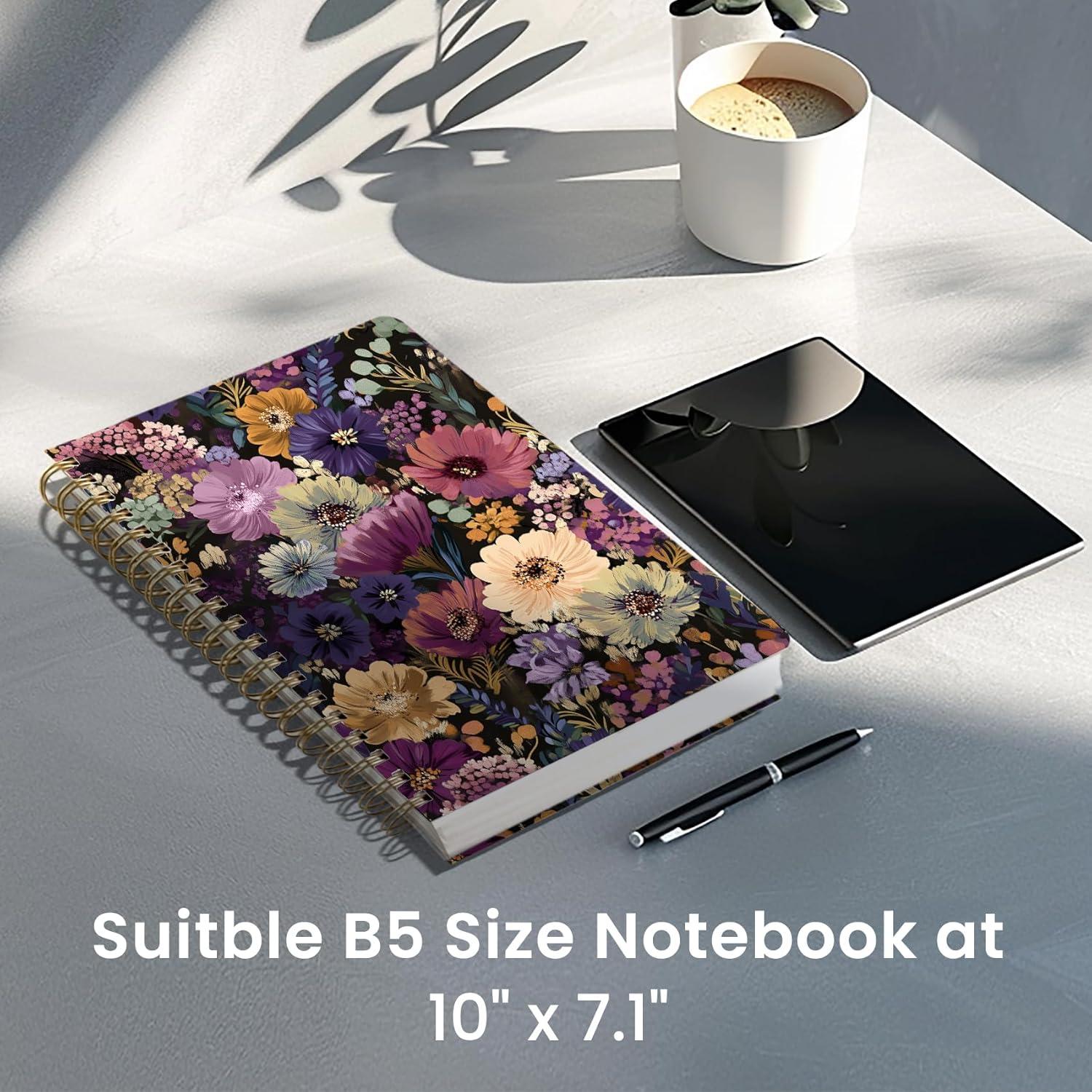 image:imageLined Spiral Notebook Journal for Work 300 Pages Thick B5 71x10 College Ruled Journal for Women amp Writing Hardcover Notebook for Note Taking Perfect for Office Home School Midnight BloomLMidnight Bloom