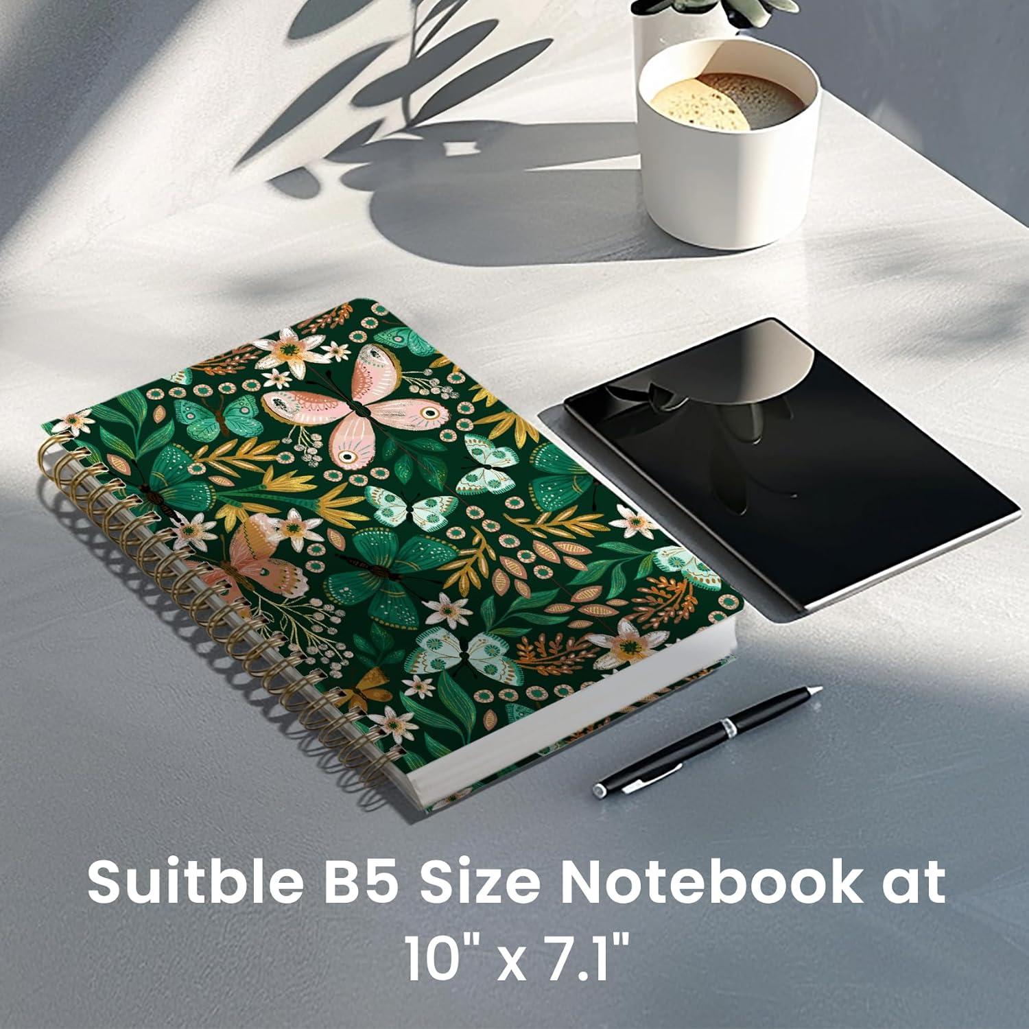 image:imageLined Spiral Notebook Journal for Work 300 Pages Thick B5 71x10 College Ruled Journal for Women amp Writing Hardcover Notebook for Note Taking Perfect for Office Home School Midnight BloomQButterfly