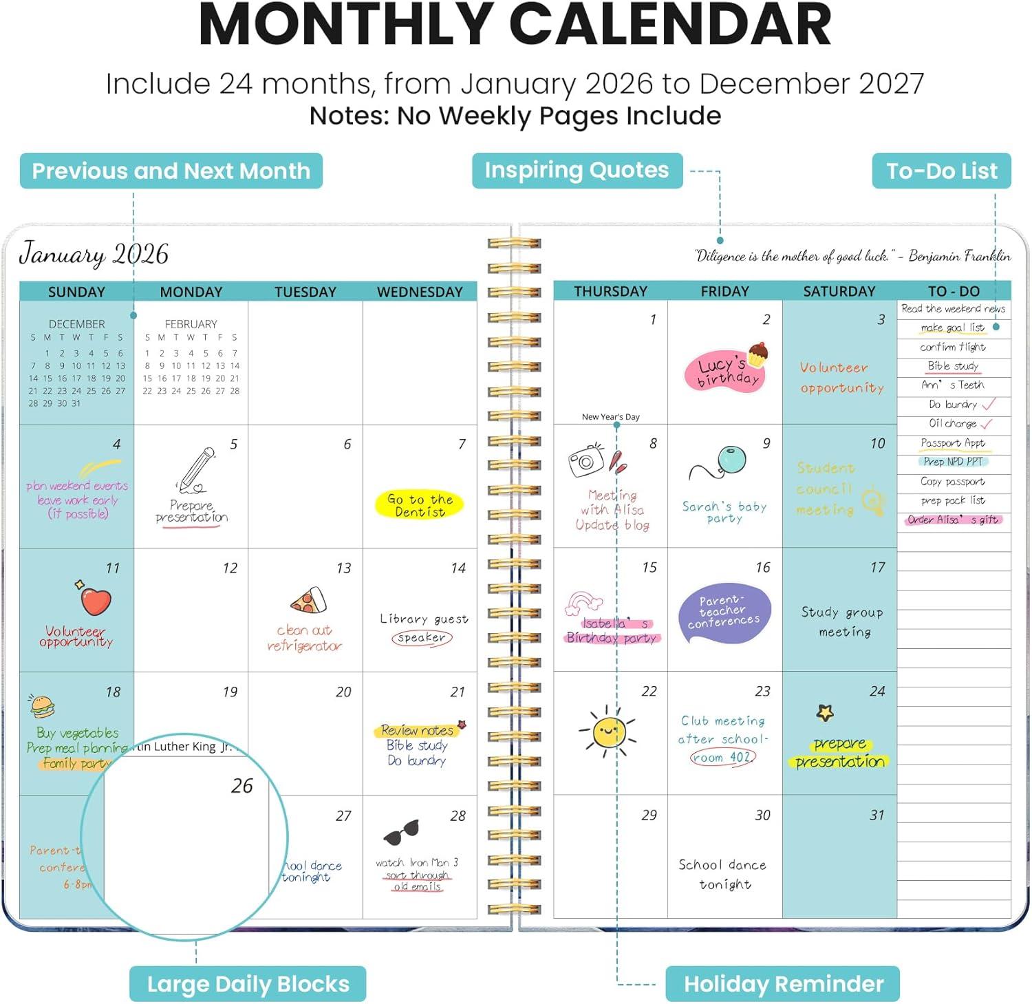image:imageMonthly Planner 20252027 2 Year Months Planner Calendar 20252027 July 2025 June 2027 7 x 10 2527 Monthly Calendar Planner 24 Months Perfect for School Office Home Planning GreenEDistant Peaks