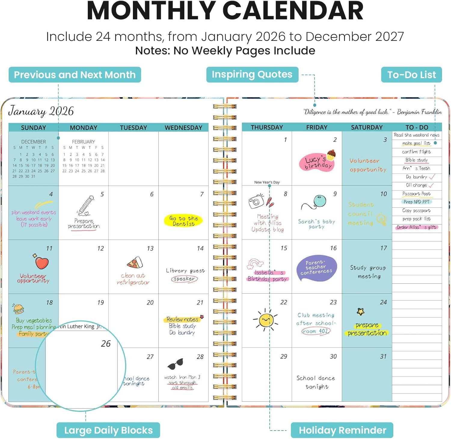 image:imageMonthly Planner 20252027 2 Year Months Planner Calendar 20252027 July 2025 June 2027 7 x 10 2527 Monthly Calendar Planner 24 Months Perfect for School Office Home Planning GreenGPastel Garden