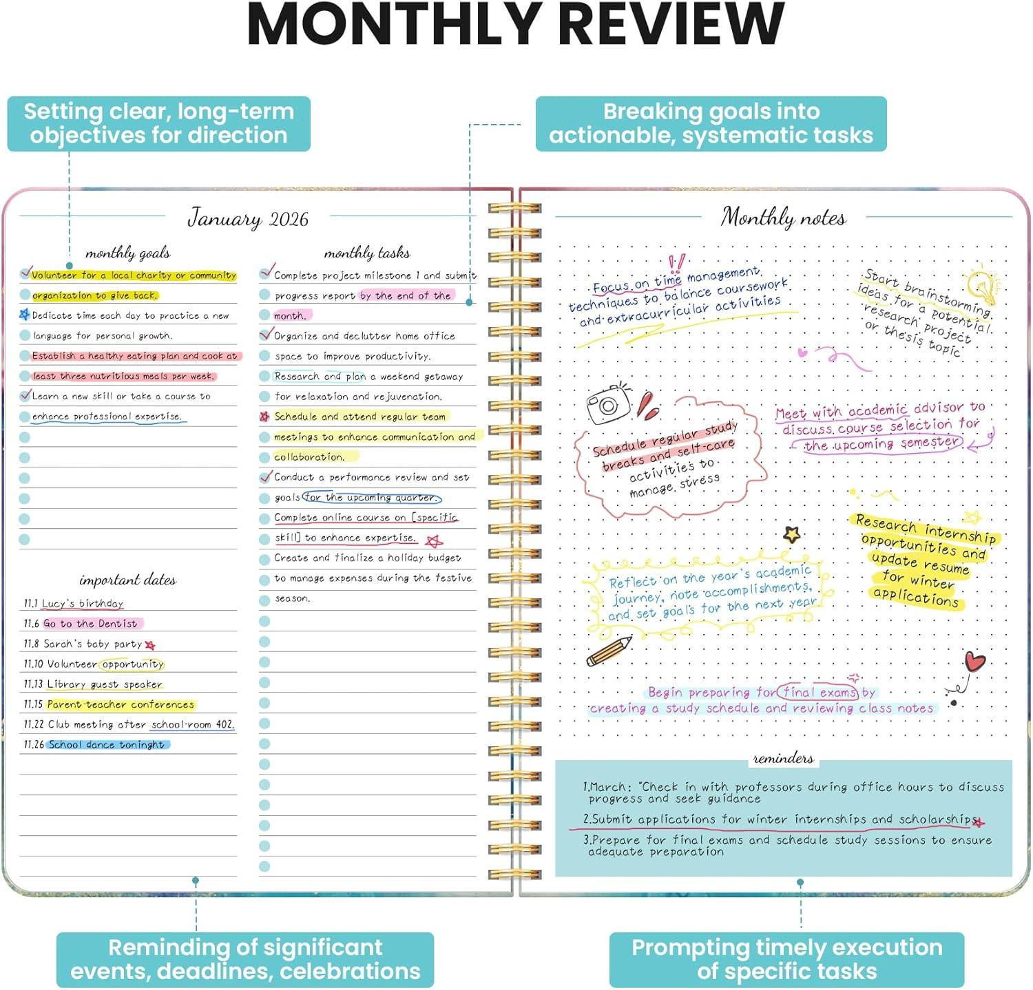 image:imageMonthly Planner 20262027 2 Year Months Calendar Planner 20262027 Runs from January 2026 December 2027 7 x 10 24 Months Perfect for School Office Home Planning Distant PeaksEColor Splash