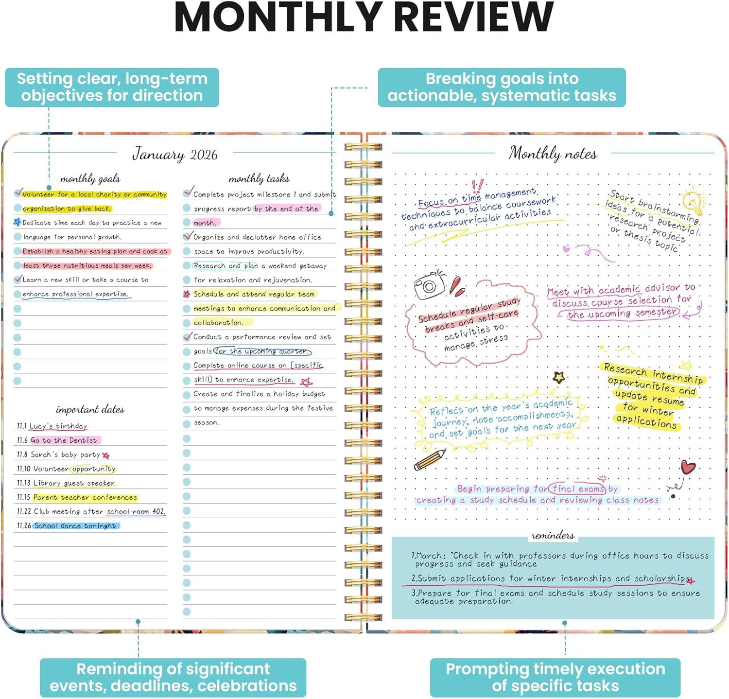 image:imageMonthly Planner 20262027 2 Year Months Calendar Planner 20262027 Runs from January 2026 December 2027 7 x 10 24 Months Perfect for School Office Home Planning Distant PeaksGPastel Garden