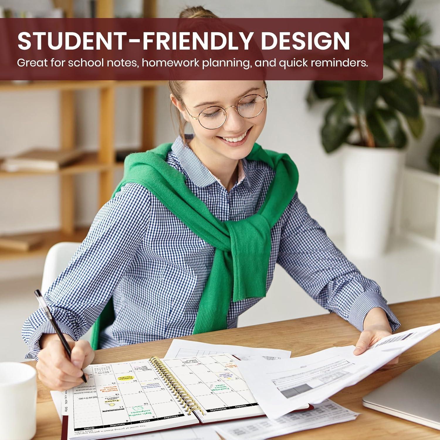 image:imagePlanner 20262027 85 x 11 Weekly and Monthly Academic Year Planner Calendar July 2026 June 2027 Hardcover Large School Planning Agenda With Tabs Perfect for School amp Office Supplies A4 BlackIBurgundy