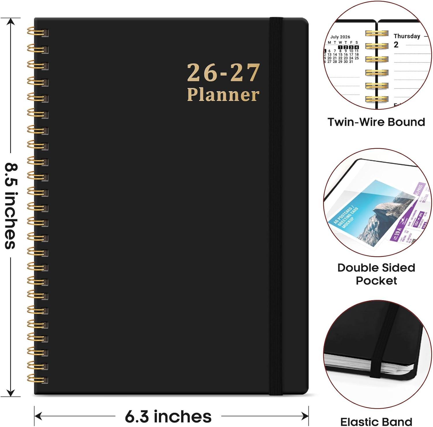 image:imagePlanner 20262027 85 x 11 Weekly and Monthly Academic Year Planner Calendar July 2026 June 2027 Hardcover Large School Planning Agenda With Tabs Perfect for School amp Office Supplies A4 BlackCBlack