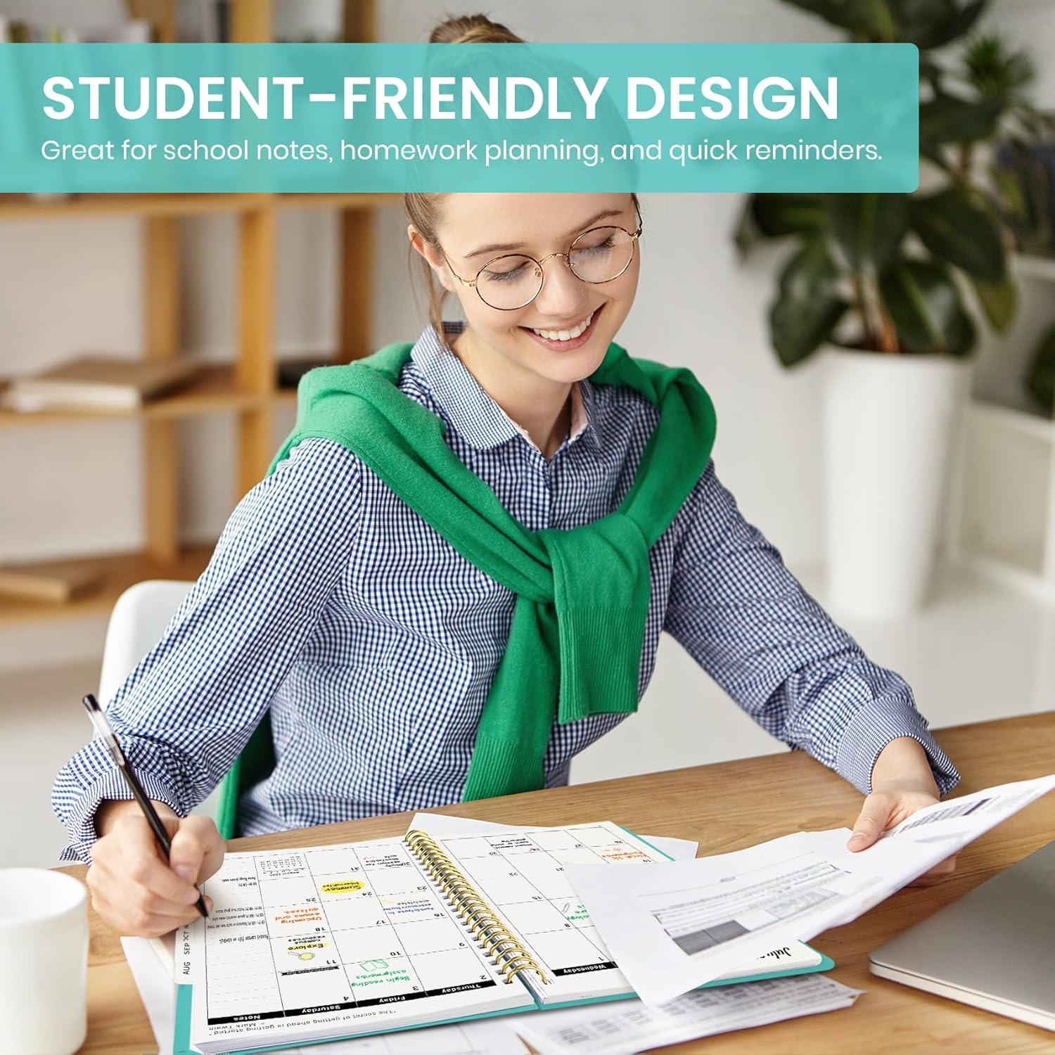 image:imagePlanner 20262027 85 x 11 Weekly and Monthly Academic Year Planner Calendar July 2026 June 2027 Hardcover Large School Planning Agenda With Tabs Perfect for School amp Office Supplies A4 BlackEAquamarine