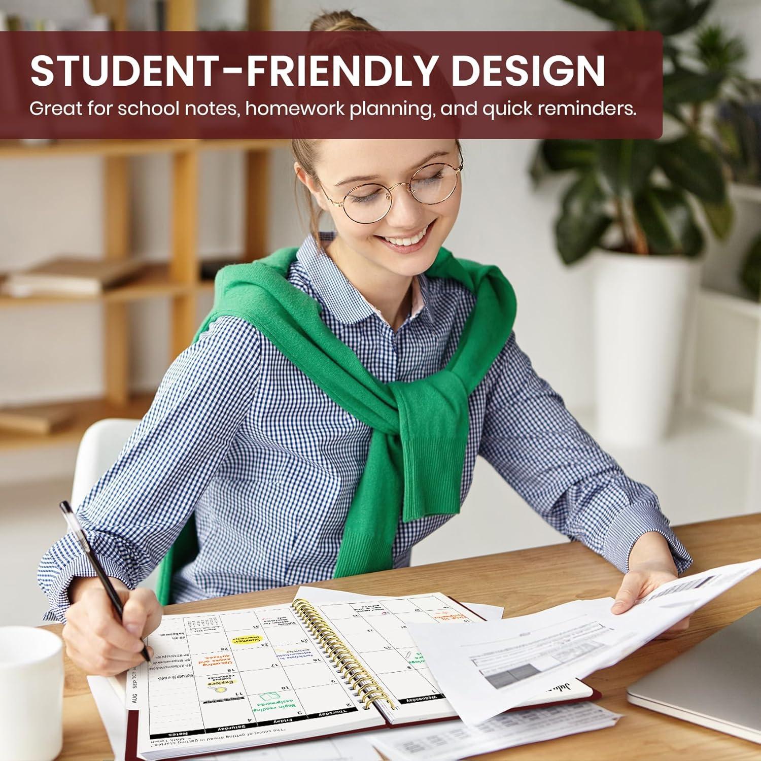 image:imagePlanner 20262027 85 x 11 Weekly and Monthly Academic Year Planner Calendar July 2026 June 2027 Hardcover Large School Planning Agenda With Tabs Perfect for School amp Office Supplies A4 BlackIBurgundy