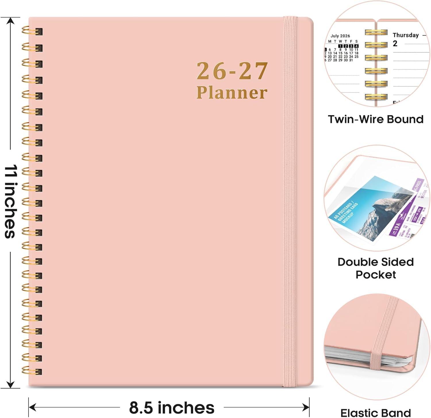 image:imagePlanner 20262027 85 x 11 Weekly and Monthly Academic Year Planner Calendar July 2026 June 2027 Hardcover Large School Planning Agenda With Tabs Perfect for School amp Office Supplies A4 BlackDPink