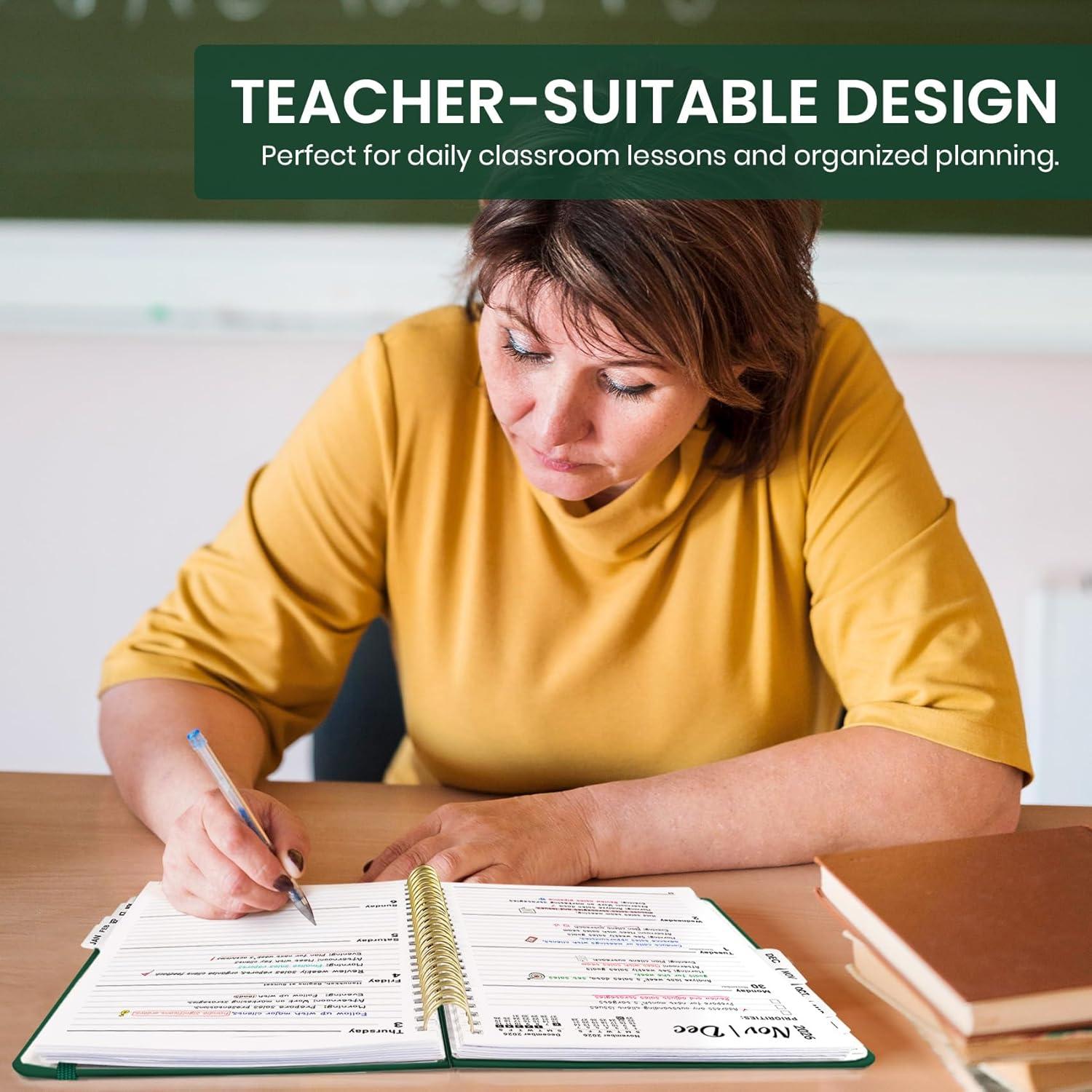 image:imagePlanner 20262027 85 x 11 Weekly and Monthly Academic Year Planner Calendar July 2026 June 2027 Hardcover Large School Planning Agenda With Tabs Perfect for School amp Office Supplies A4 BlackLDark Green