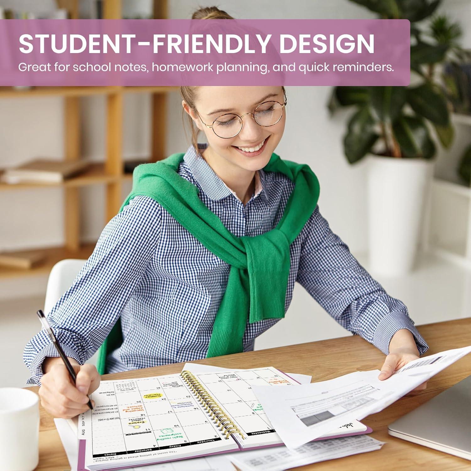image:imagePlanner 20262027 85 x 11 Weekly and Monthly Academic Year Planner Calendar July 2026 June 2027 Hardcover Large School Planning Agenda With Tabs Perfect for School amp Office Supplies A4 BlackBPurple