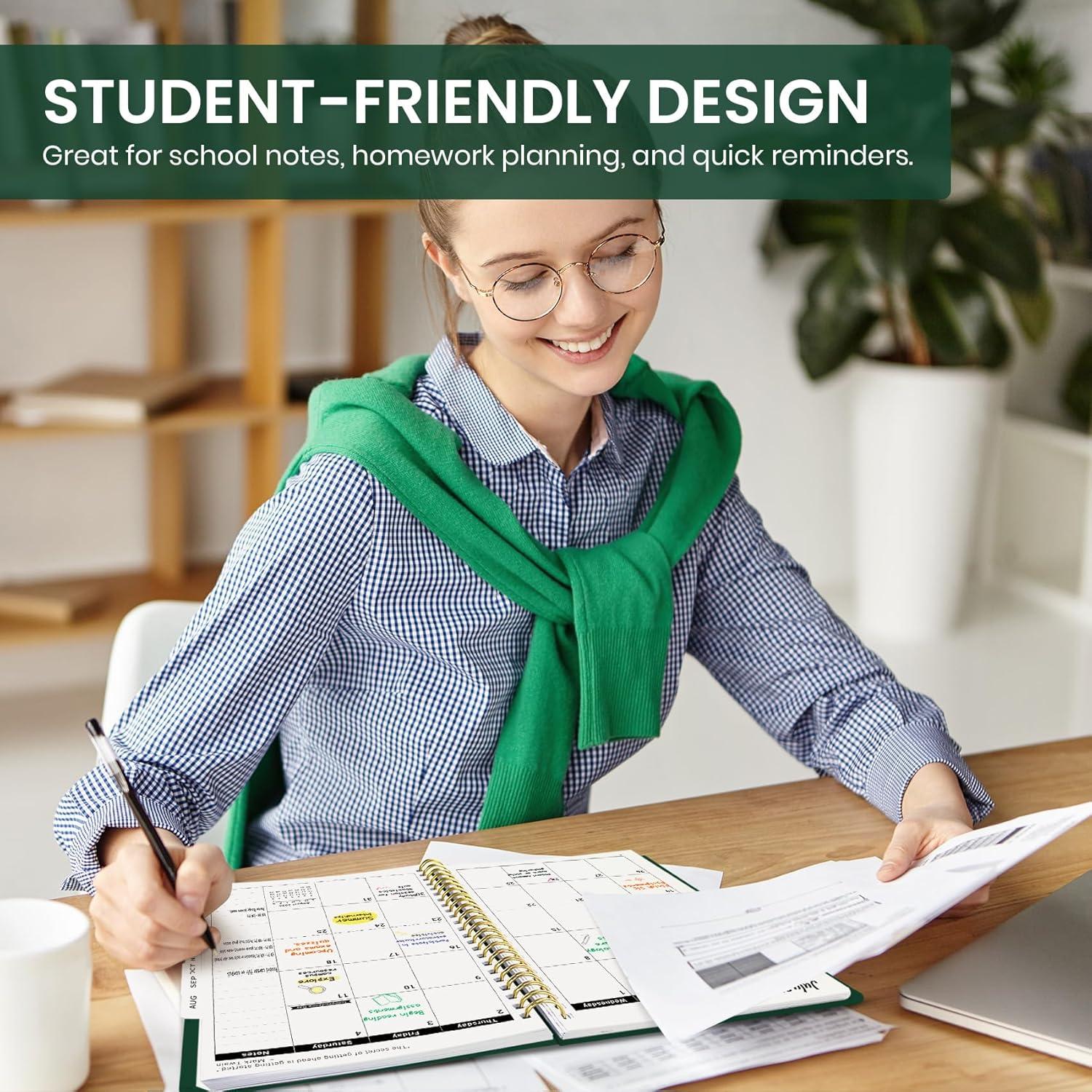 image:imagePlanner 20262027 85 x 11 Weekly and Monthly Academic Year Planner Calendar July 2026 June 2027 Hardcover Large School Planning Agenda With Tabs Perfect for School amp Office Supplies A4 BlackLDark Green