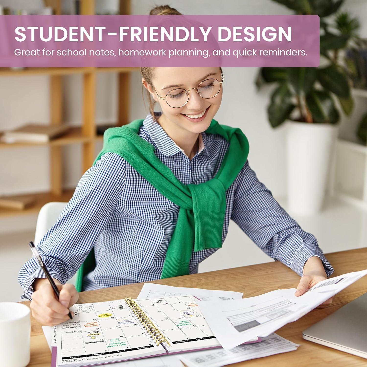 image:imagePlanner 20262027 85 x 11 Weekly and Monthly Academic Year Planner Calendar July 2026 June 2027 Hardcover Large School Planning Agenda With Tabs Perfect for School amp Office Supplies A4 BlackBPurple