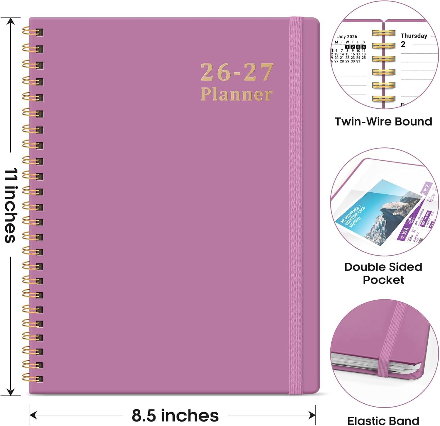 image:imagePlanner 20262027 85 x 11 Weekly and Monthly Academic Year Planner Calendar July 2026 June 2027 Hardcover Large School Planning Agenda With Tabs Perfect for School amp Office Supplies A4 BlackBPurple