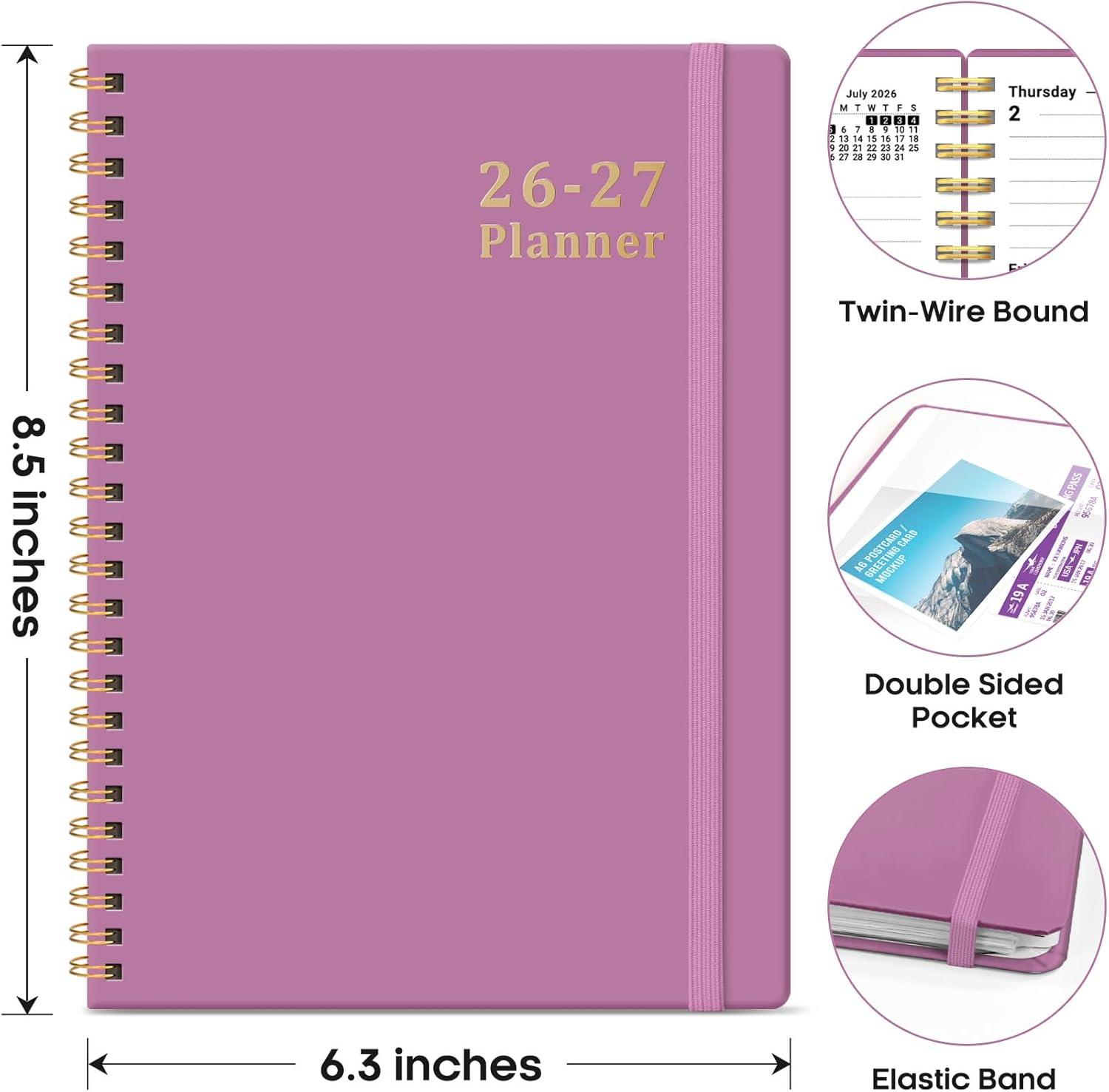 image:imagePlanner 20262027 85 x 11 Weekly and Monthly Academic Year Planner Calendar July 2026 June 2027 Hardcover Large School Planning Agenda With Tabs Perfect for School amp Office Supplies A4 BlackBPurple