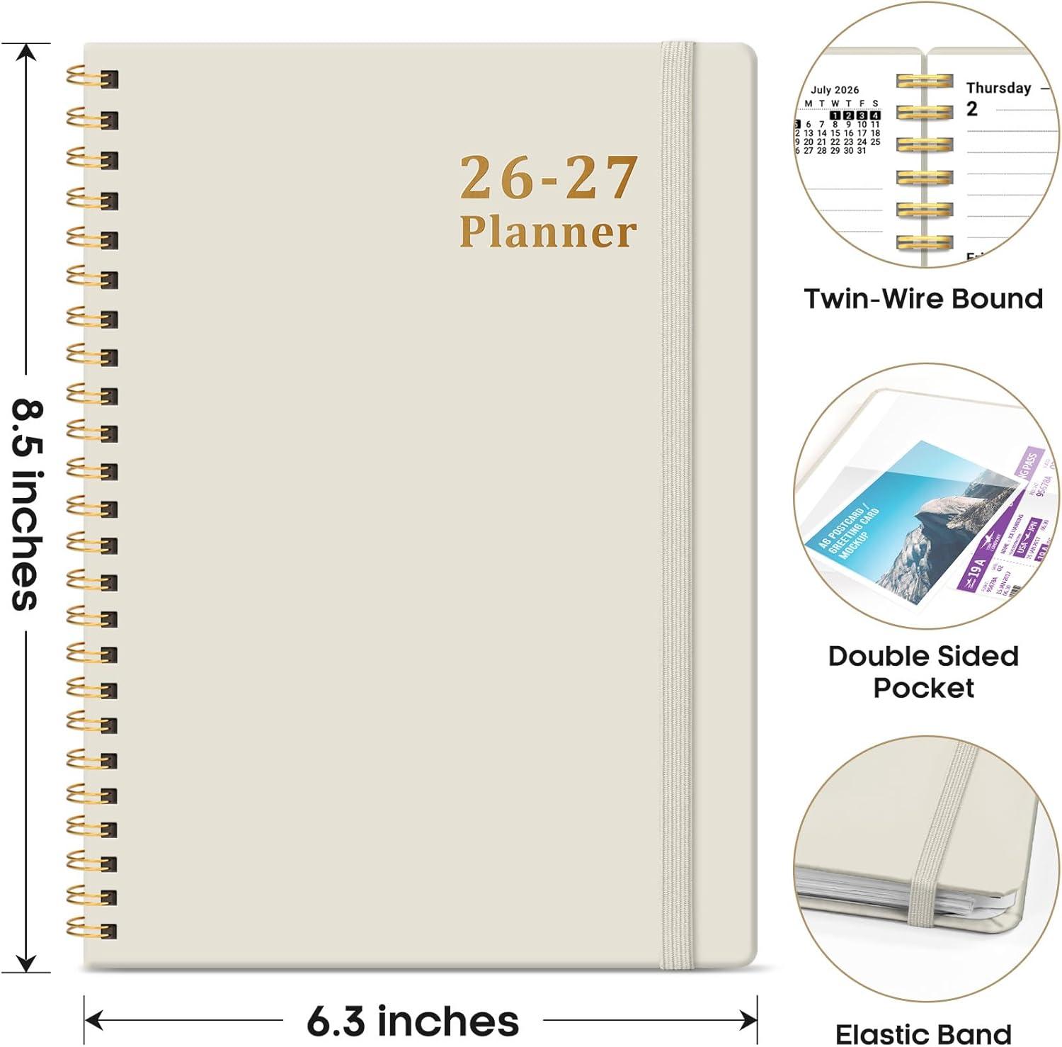 image:imagePlanner 20262027 85 x 11 Weekly and Monthly Academic Year Planner Calendar July 2026 June 2027 Hardcover Large School Planning Agenda With Tabs Perfect for School amp Office Supplies A4 BlackHBeige