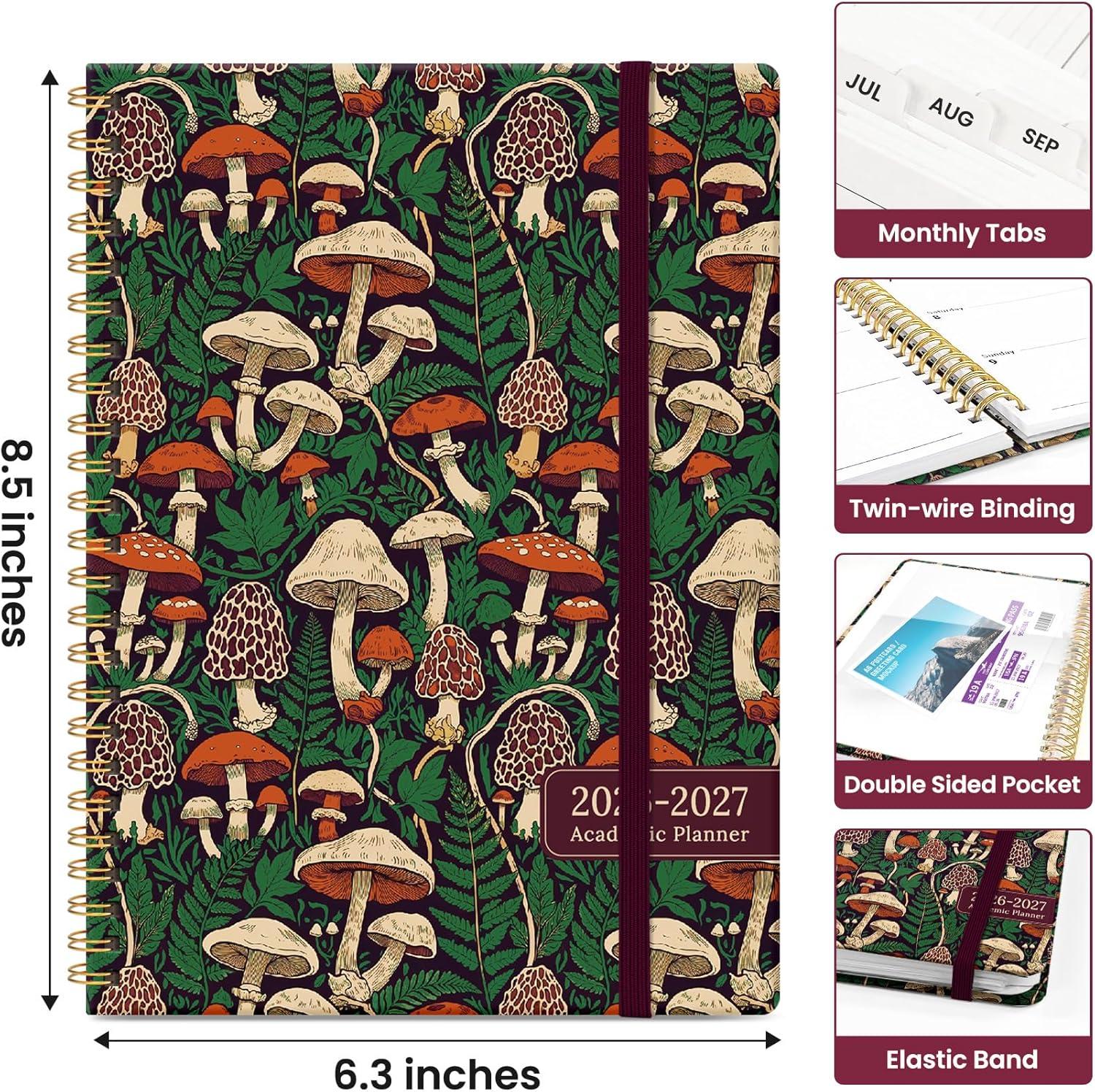 image:imagePlanner 20262027 Academic Monthly Weekly Spiral Calendar July 2026 June 2027 Hardcover Agenda Notebook with Tabs 85 x 11 Perfect for Students Teachers School amp Daily Planning Twilight BloomXAutumn Fungi