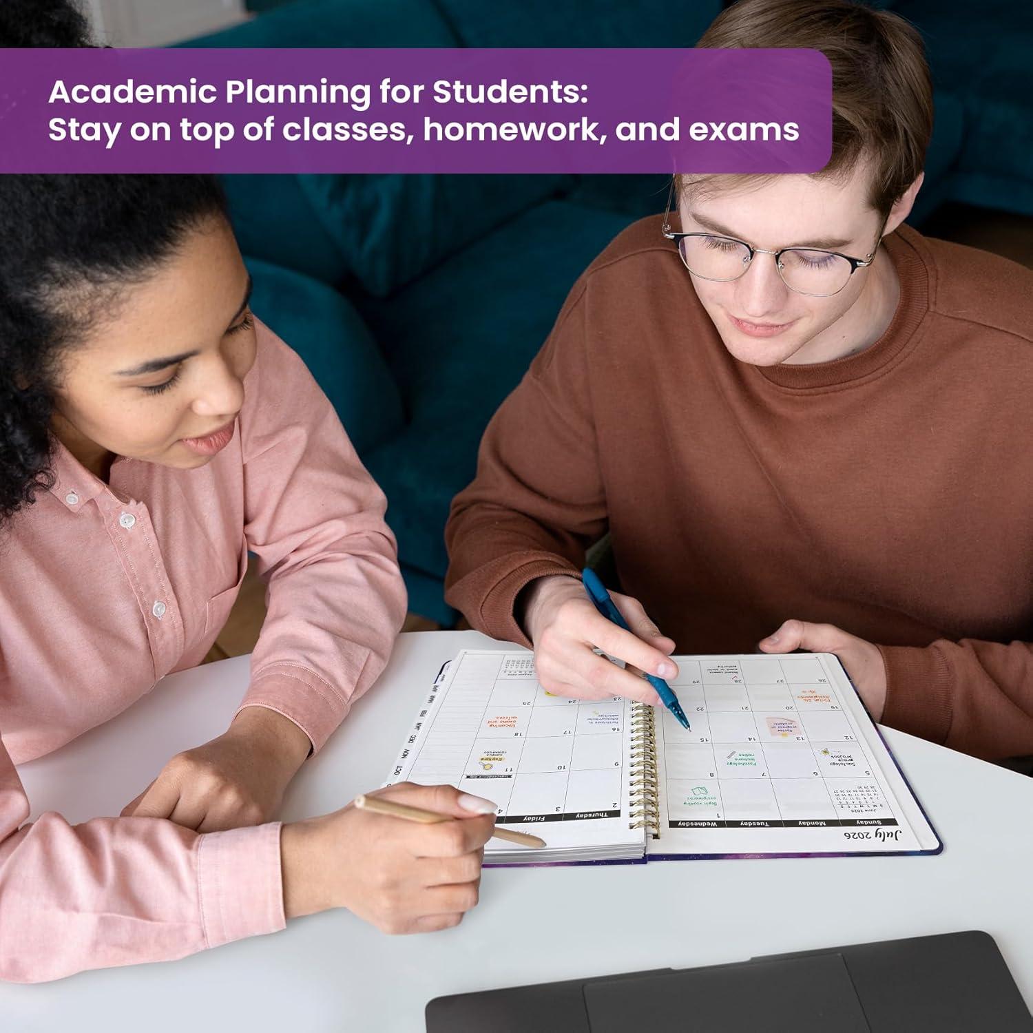 image:imagePlanner 20262027 Academic Monthly Weekly Spiral Calendar July 2026 June 2027 Hardcover Agenda Notebook with Tabs 85 x 11 Perfect for Students Teachers School amp Daily Planning Twilight BloomRViolet Lagoon