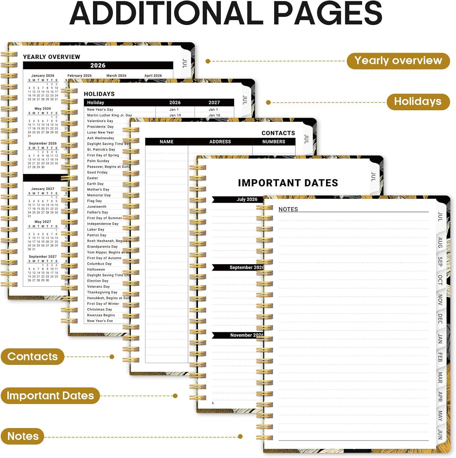 image:imagePlanner 20262027 Academic Monthly Weekly Spiral Calendar July 2026 June 2027 Hardcover Agenda Notebook with Tabs 85 x 11 Perfect for Students Teachers School amp Daily Planning Twilight BloomGNocturne Sunflowers