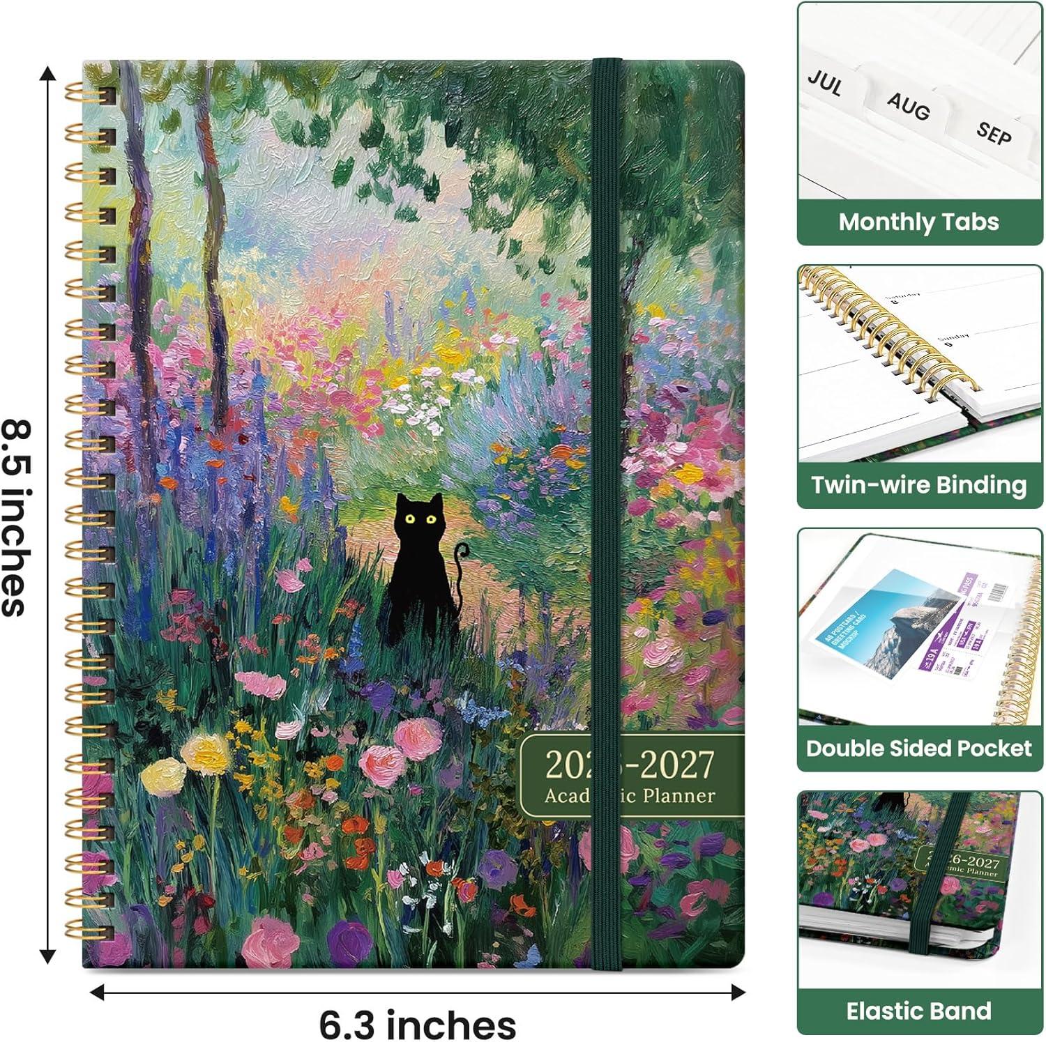 image:imagePlanner 20262027 Academic Monthly Weekly Spiral Calendar July 2026 June 2027 Hardcover Agenda Notebook with Tabs 85 x 11 Perfect for Students Teachers School amp Daily Planning Twilight BloomLMidnight Garden