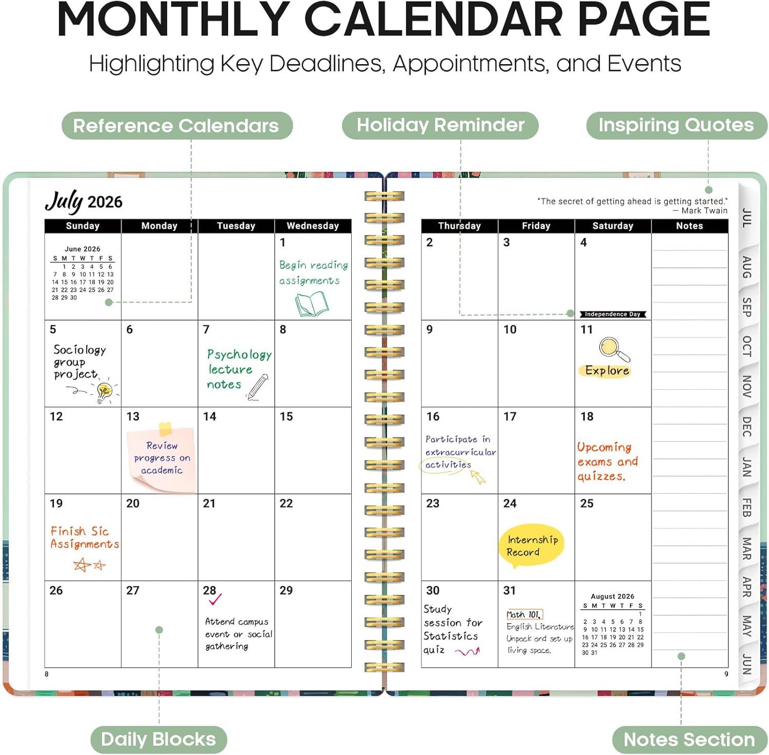 image:imagePlanner 20262027 Academic Monthly Weekly Spiral Calendar July 2026 June 2027 Hardcover Agenda Notebook with Tabs 85 x 11 Perfect for Students Teachers School amp Daily Planning Twilight BloomNShelf Stories