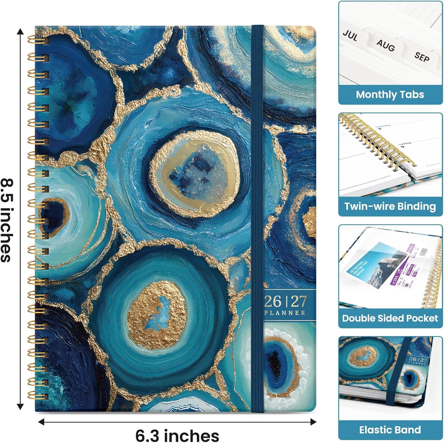 image:imagePlanner 20262027 Academic Monthly Weekly Spiral Calendar July 2026 June 2027 Hardcover Agenda Notebook with Tabs 85 x 11 Perfect for Students Teachers School amp Daily Planning Twilight BloomYBlue Agate
