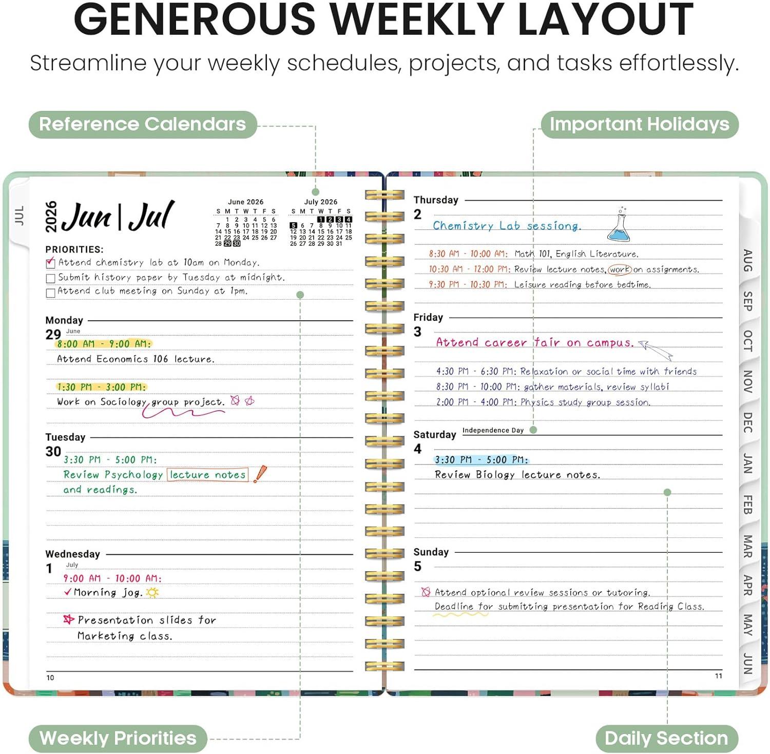 image:imagePlanner 20262027 Academic Monthly Weekly Spiral Calendar July 2026 June 2027 Hardcover Agenda Notebook with Tabs 85 x 11 Perfect for Students Teachers School amp Daily Planning Twilight BloomNShelf Stories