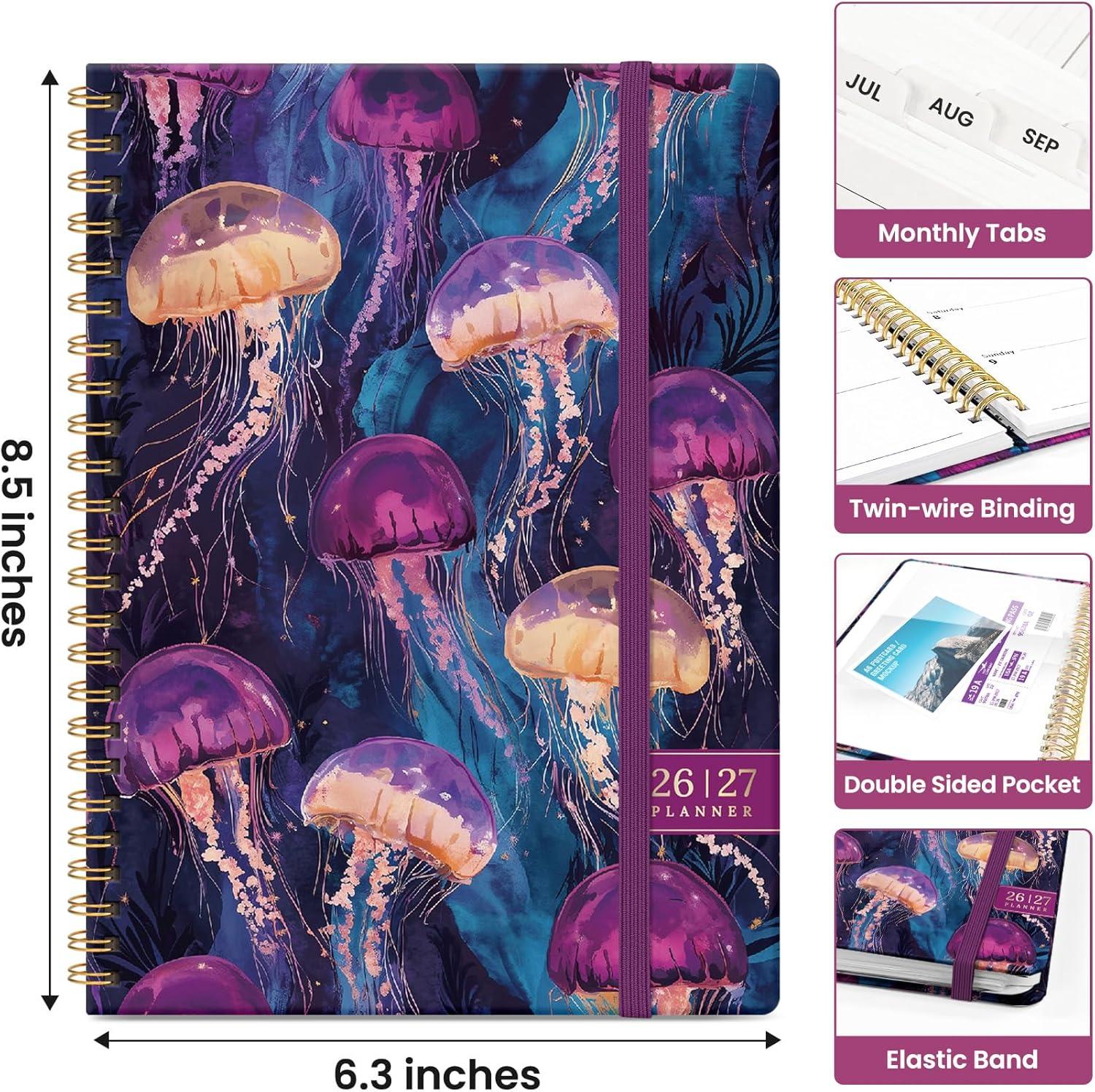 image:imagePlanner 20262027 Academic Monthly Weekly Spiral Calendar July 2026 June 2027 Hardcover Agenda Notebook with Tabs 85 x 11 Perfect for Students Teachers School amp Daily Planning Twilight BloomWOcean Glow