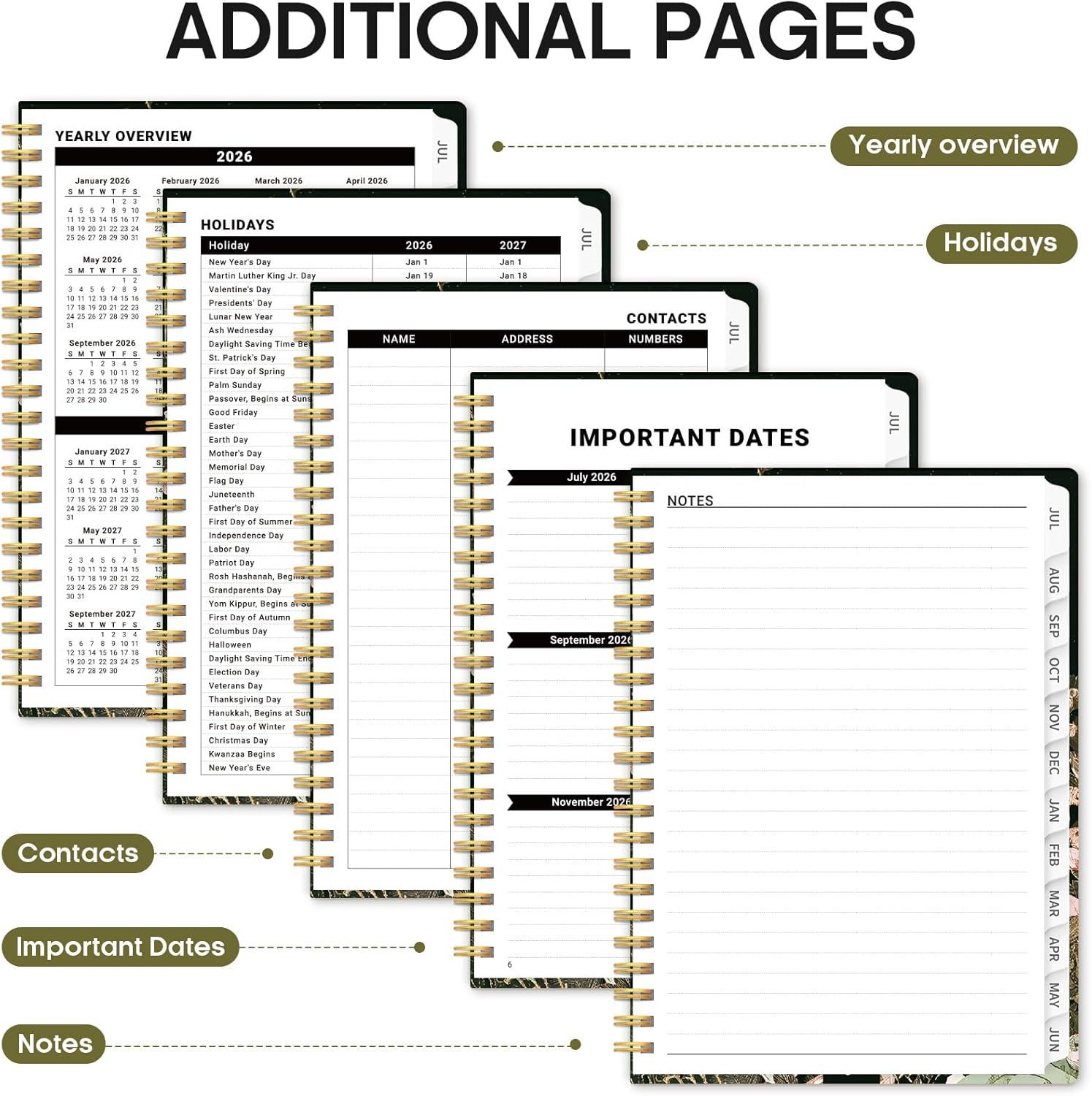 image:imagePlanner 20262027 Academic Monthly Weekly Spiral Calendar July 2026 June 2027 Hardcover Agenda Notebook with Tabs 85 x 11 Perfect for Students Teachers School amp Daily Planning Twilight BloomCWildwood Fox